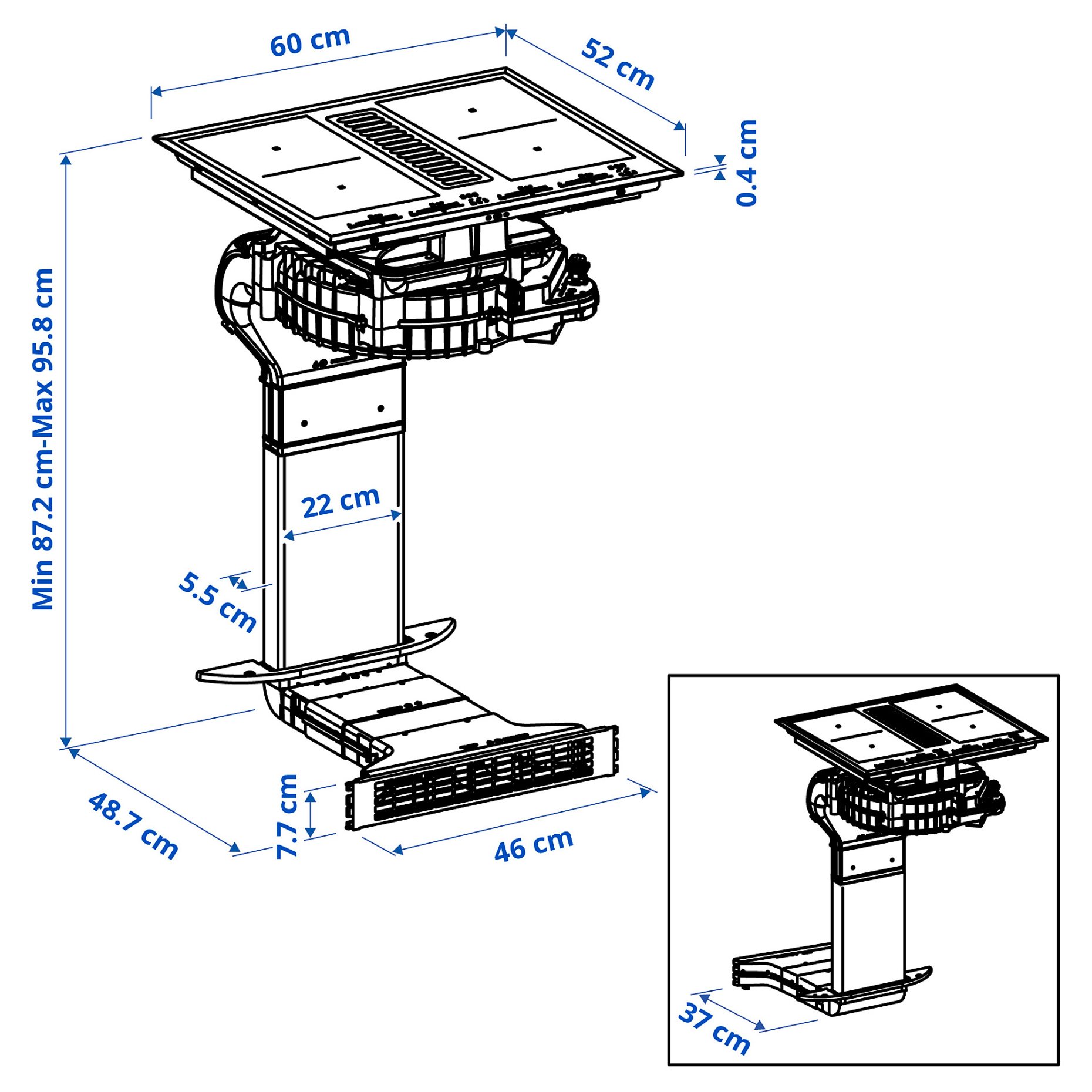 TÄCKNAN, induction hob/interior extractor with recirculation kit/IKEA 500, 60 cm, 096.125.00