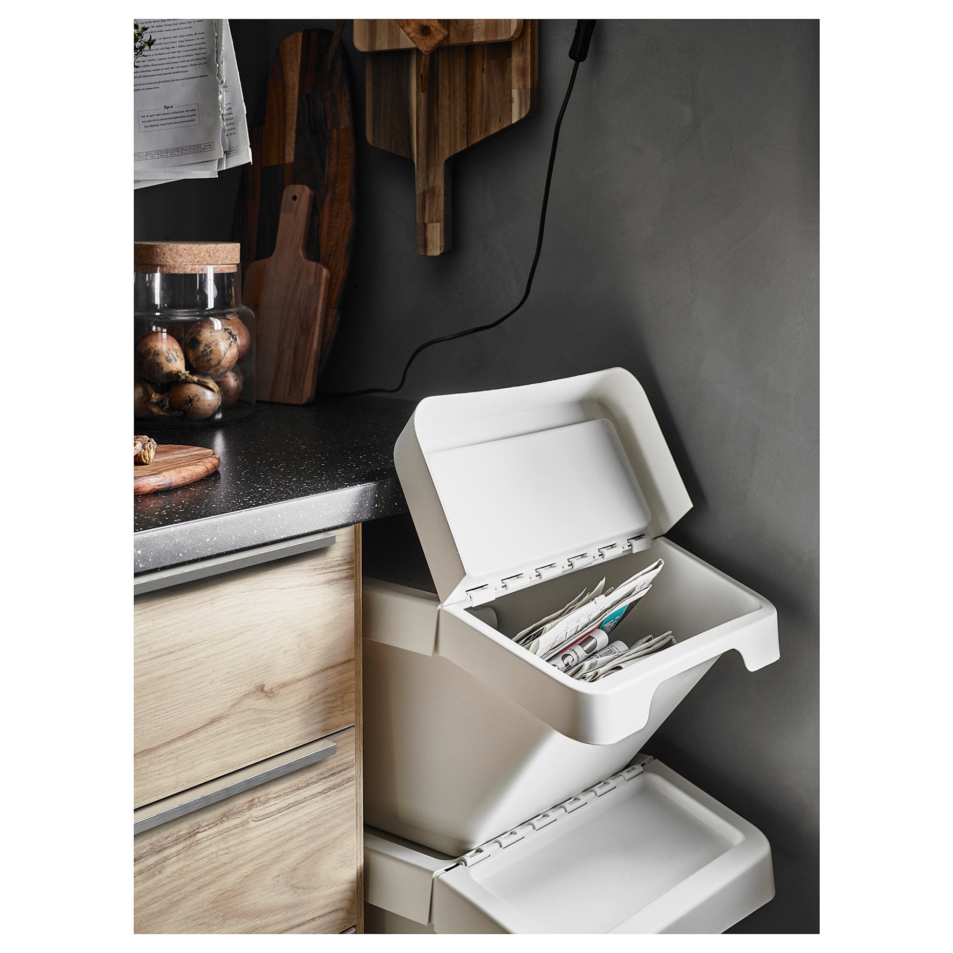 SORTERA, waste sorting bin with lid, 37 l, 102.558.97
