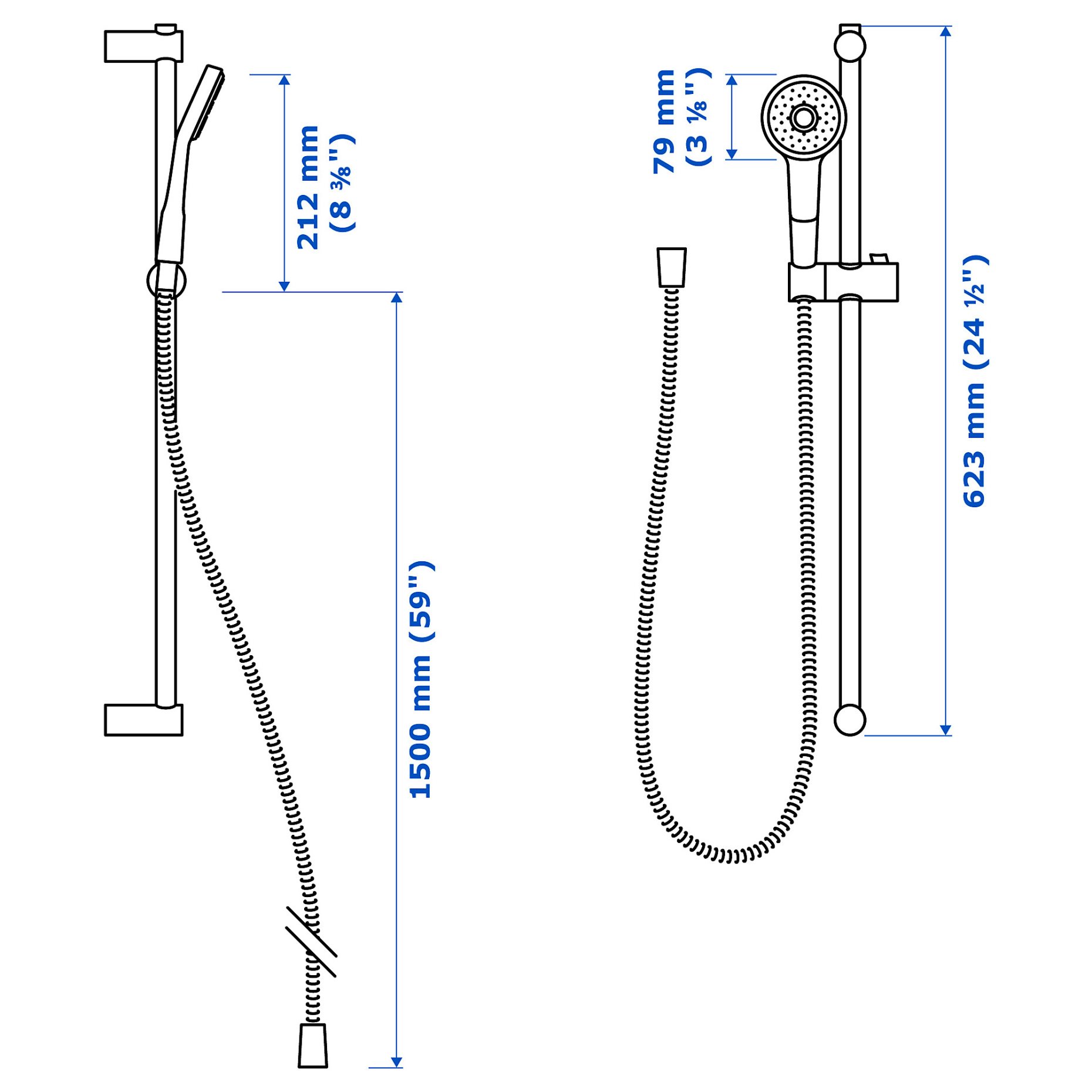 VALLAMOSSE, riser rail with handshower kit, 103.496.60