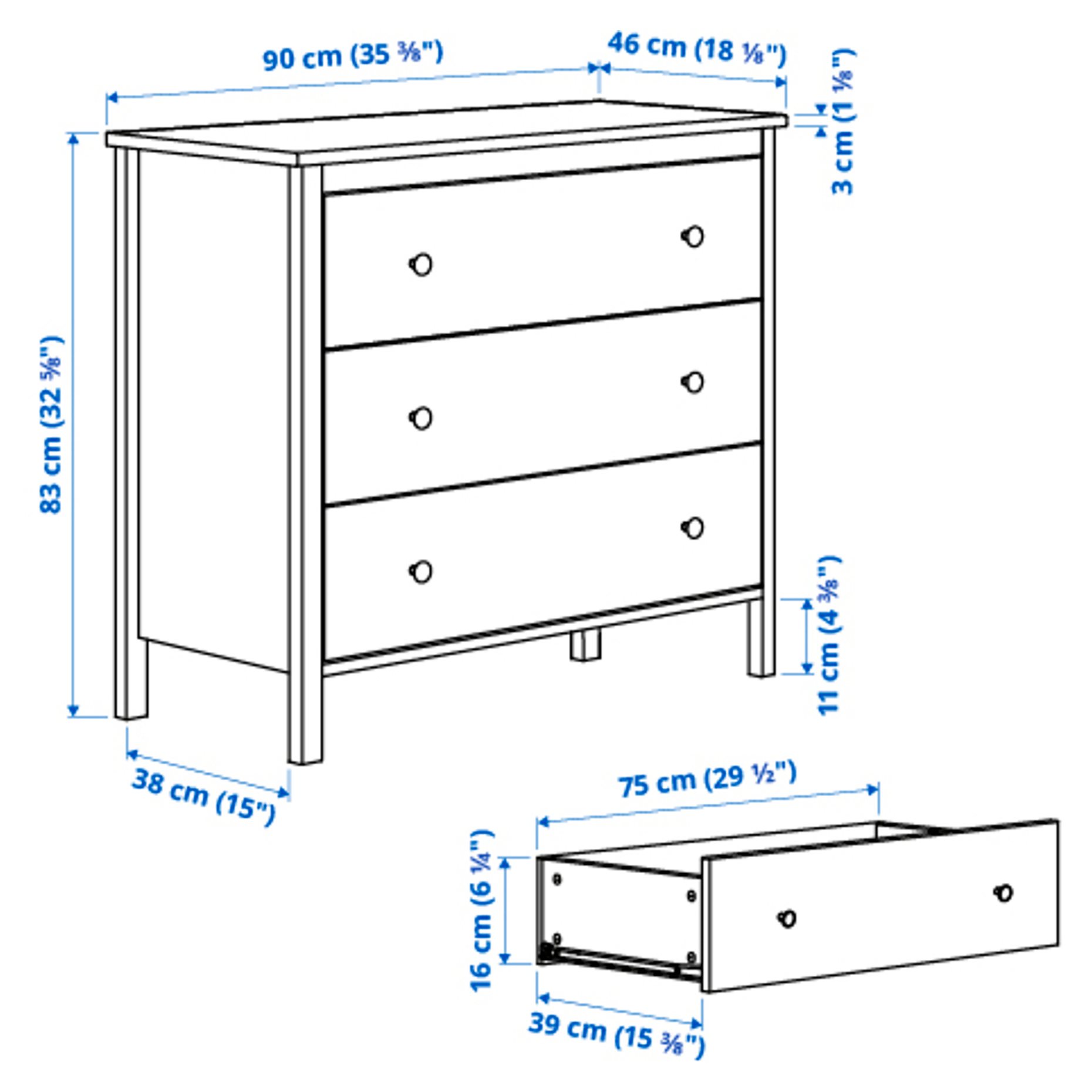 KOPPANG, chest of 3 drawers, 103.859.50