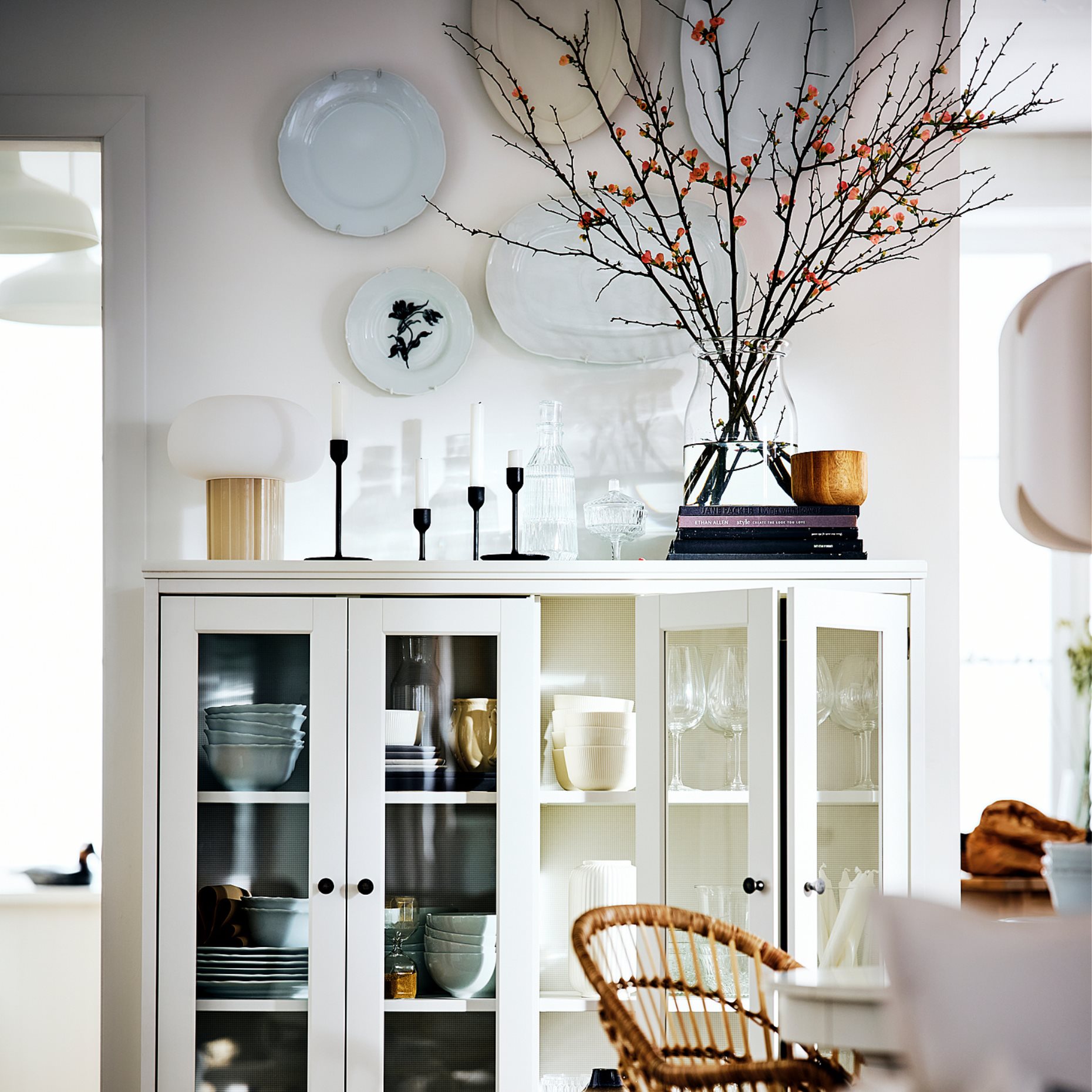 IDANÄS, cabinet with bi-folded glass doors, 121x50x135 cm, 104.960.38