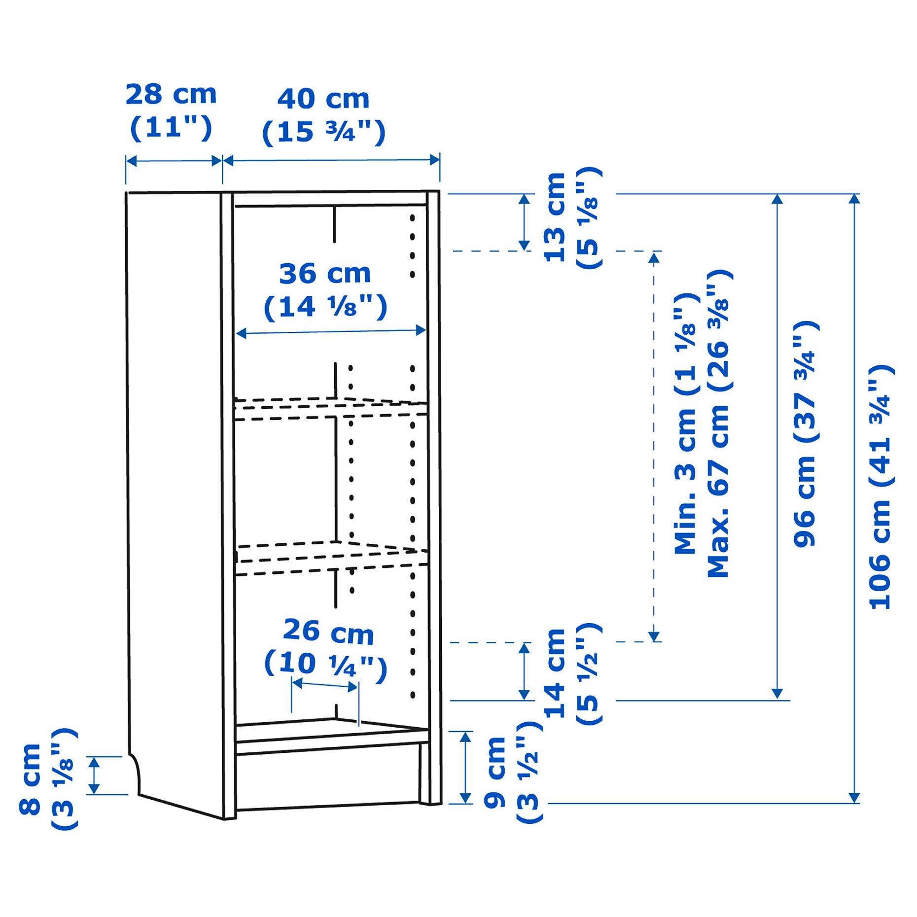 BILLY, bookcase, 40x28x106 cm, 105.086.25