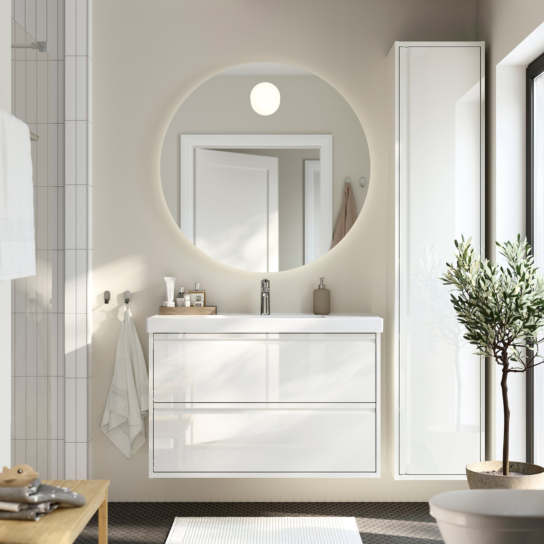 ANGSJON, wash-stand with drawers/high-gloss, 100x48x63 cm, 105.350.92