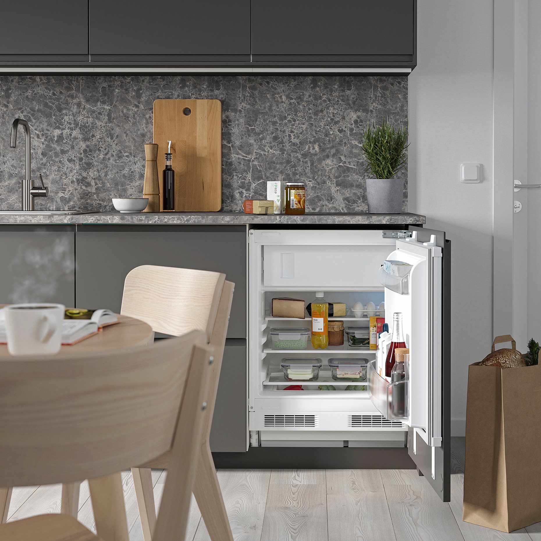 TYLLSNAS, under counter integrated fridge with freezer compartment/IKEA 500, 92/15 l, 105.683.51