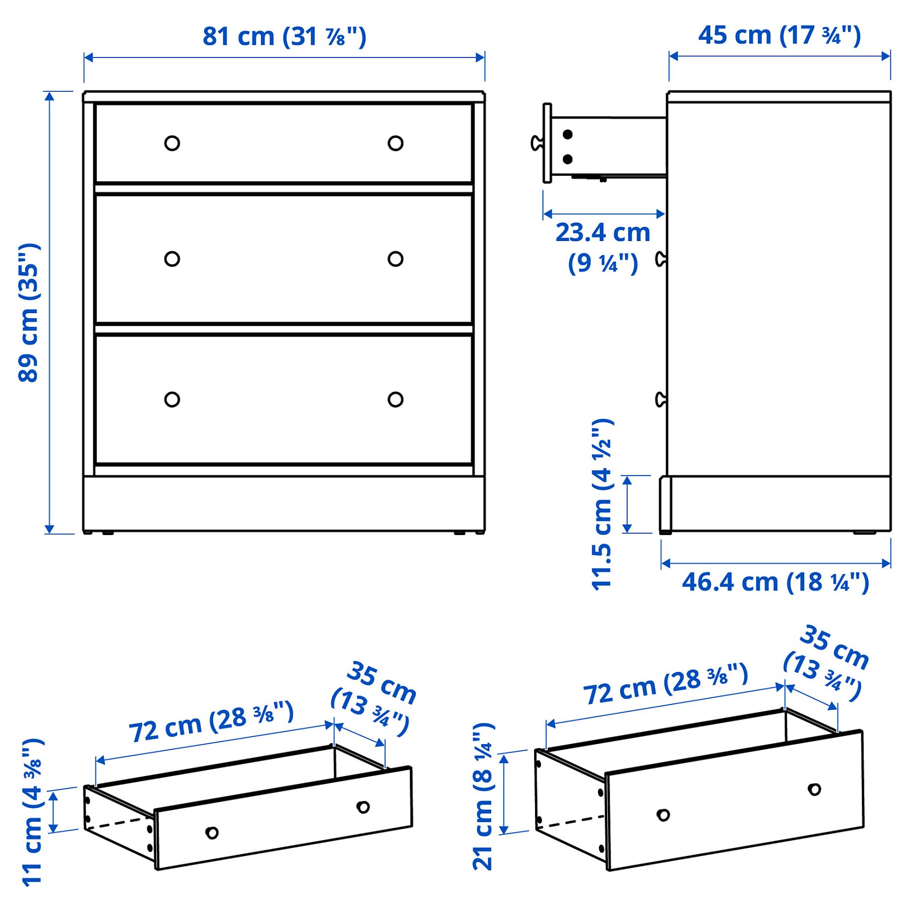 HAVSTA, chest of 3 drawers, 81x47x89 cm, 105.994.75