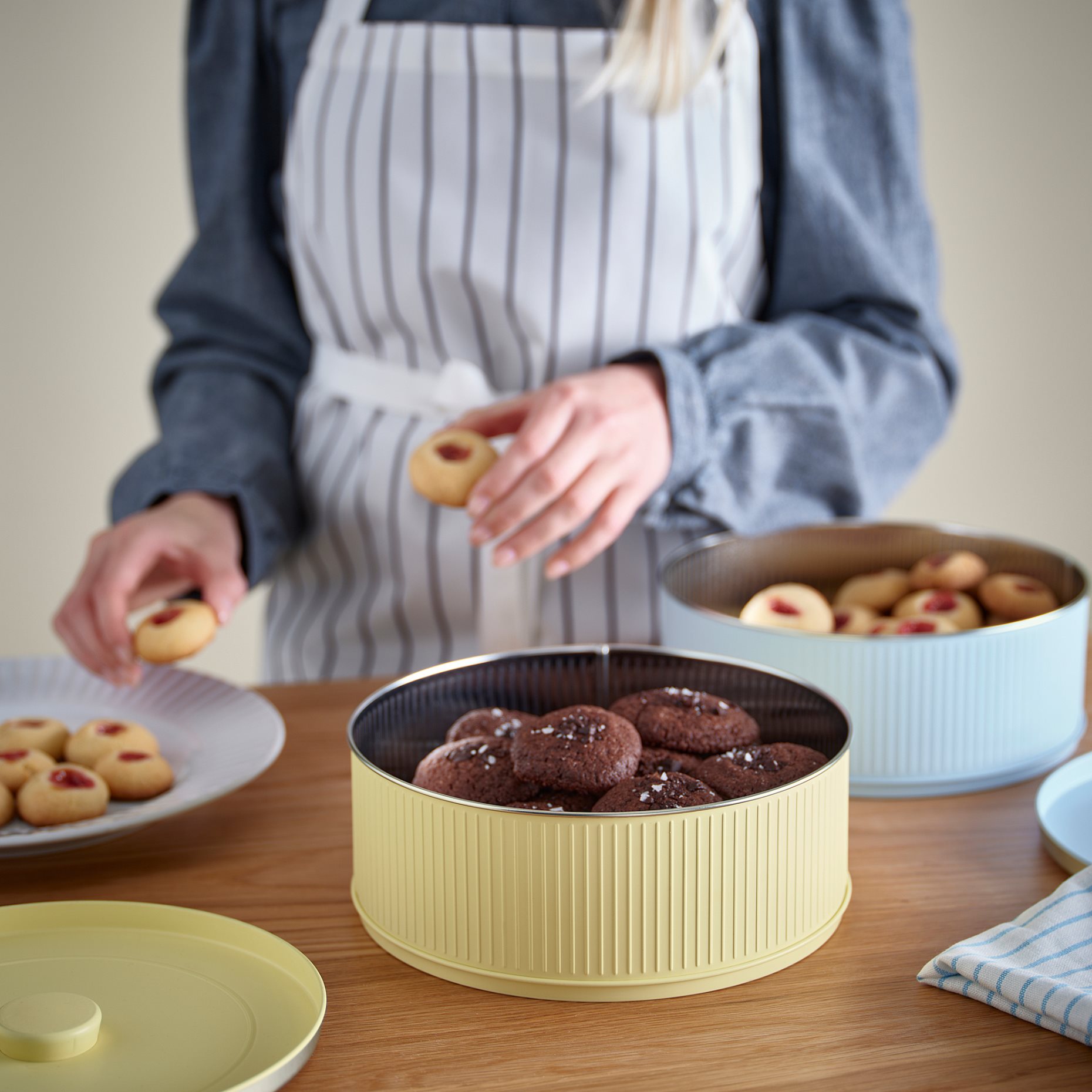 BETTHAJ, tin with lid for cookies 2 piece, 2.5 l, 106.056.93