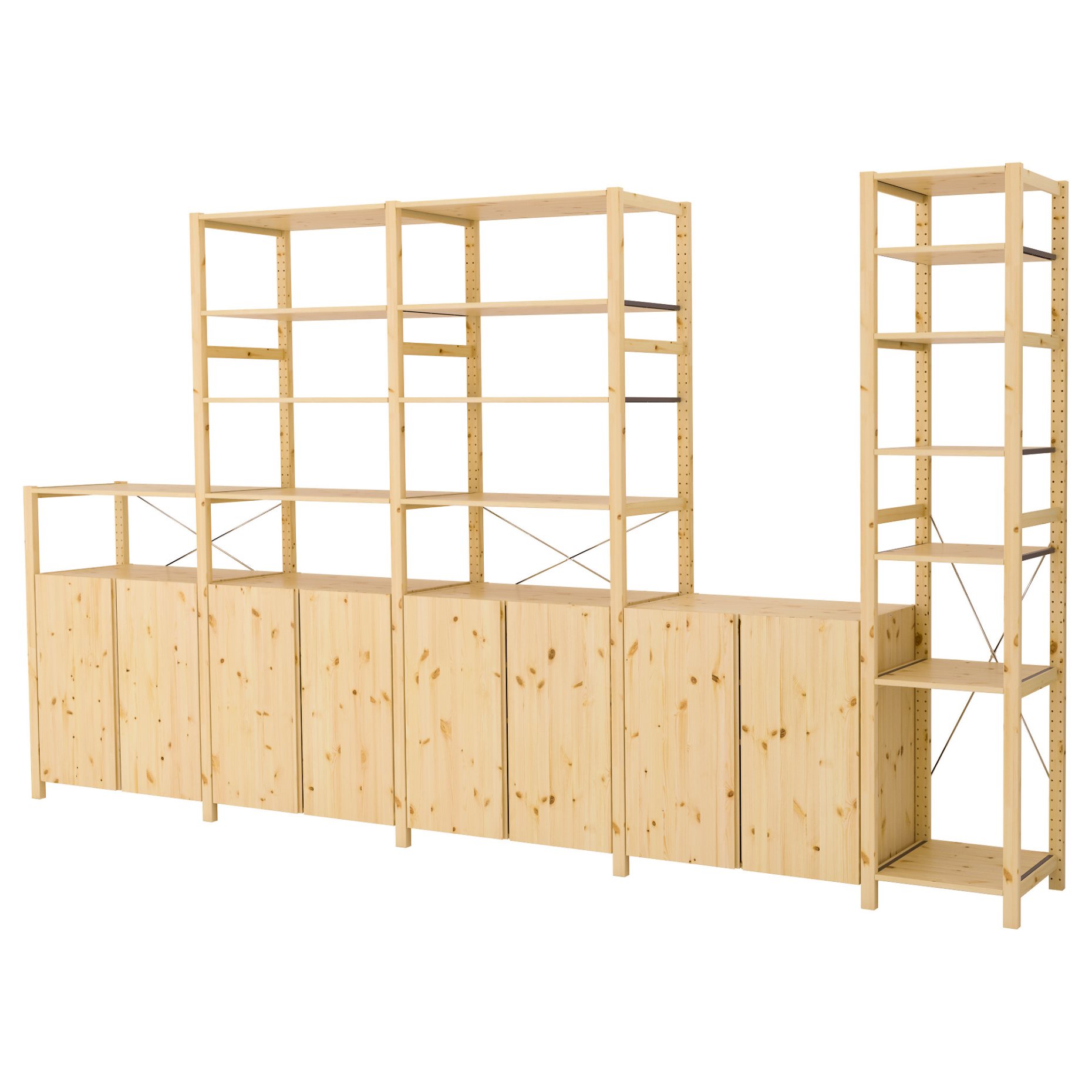 IVAR, 5 sections/shelves/cabinets, 389x50x226 cm, 192.485.48