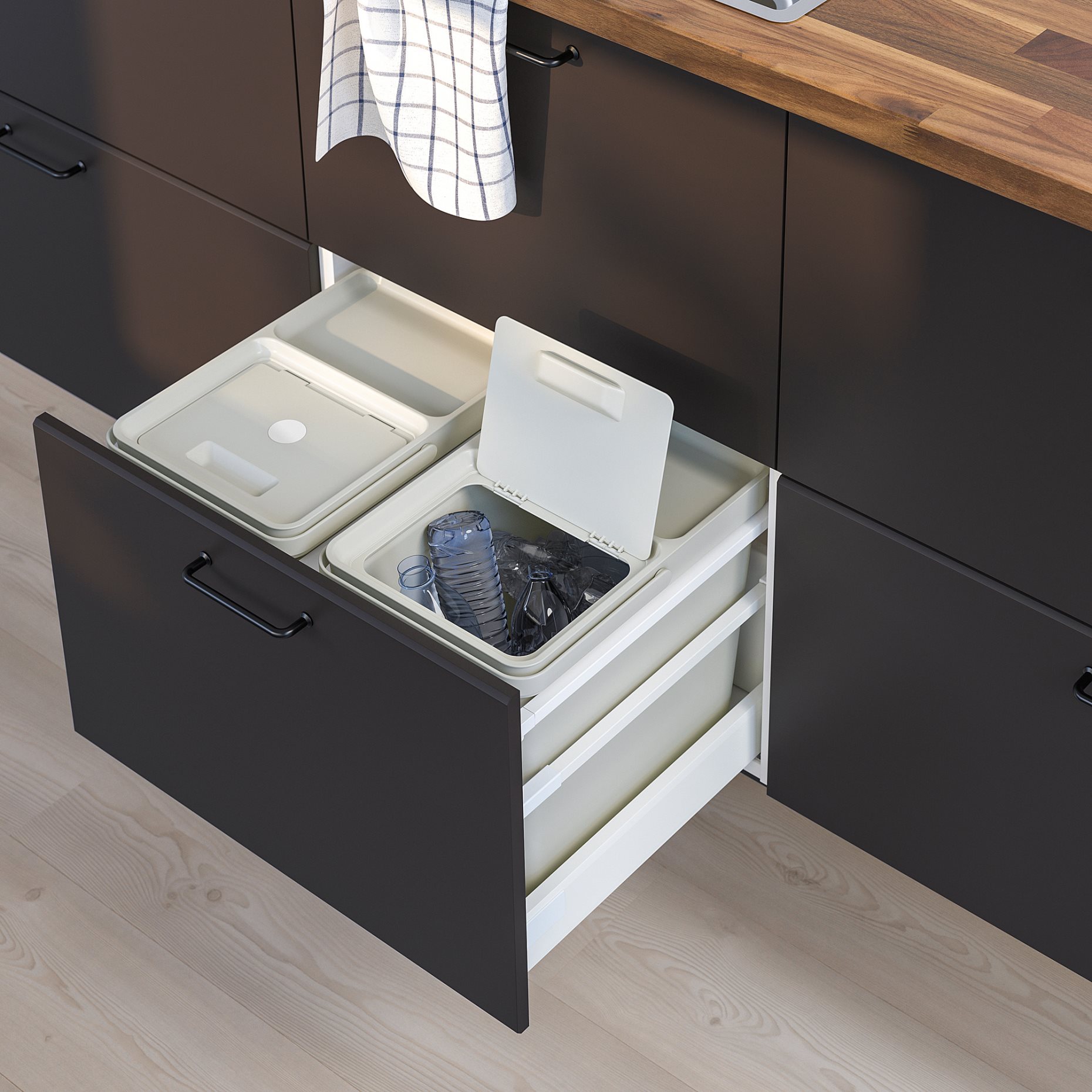 HÅLLBAR, waste sorting solution for METOD kitchen drawer, 44 l, 193.088.39