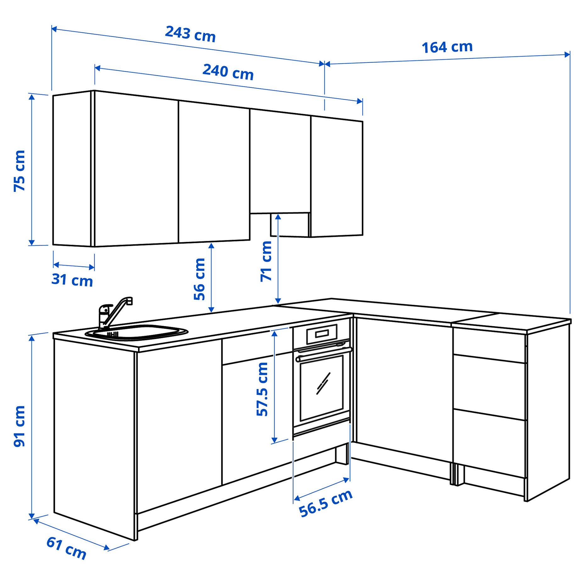 KNOXHULT, corner kitchen, 194.045.53