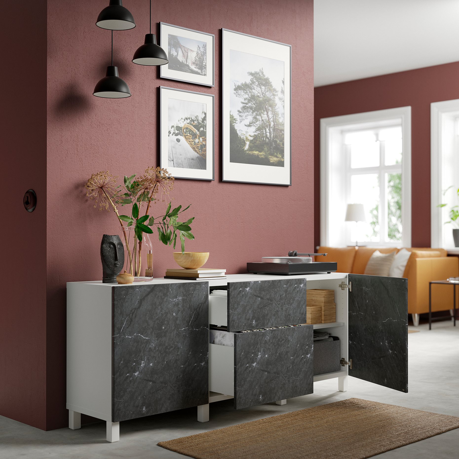 BESTÅ, storage combination with drawers push open, 180x42x74 cm, 194.218.59