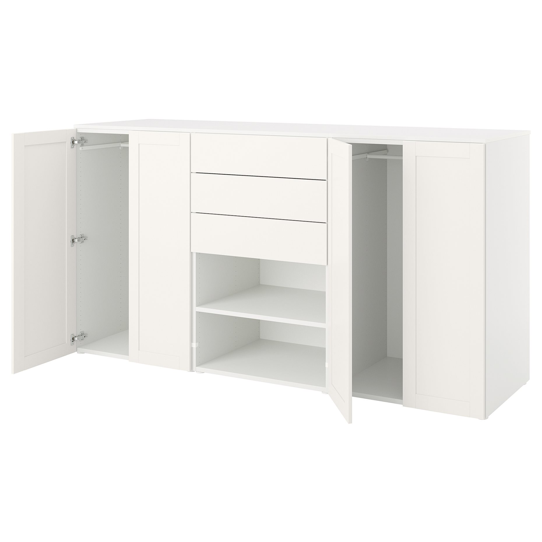 PLATSA, wardrobe with 4 doors and 3 drawers, 240x57x123, 194.251.50