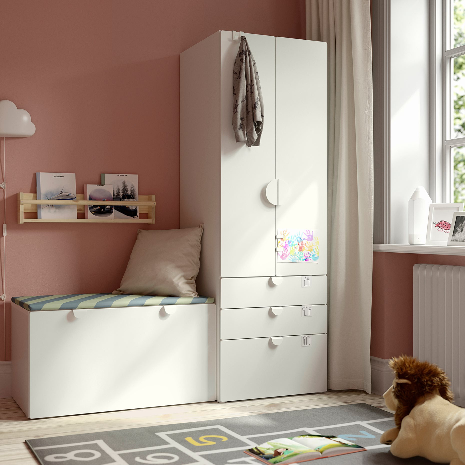 SMASTAD/PLATSA, storage combination with bench, 150x57x181 cm, 194.287.52