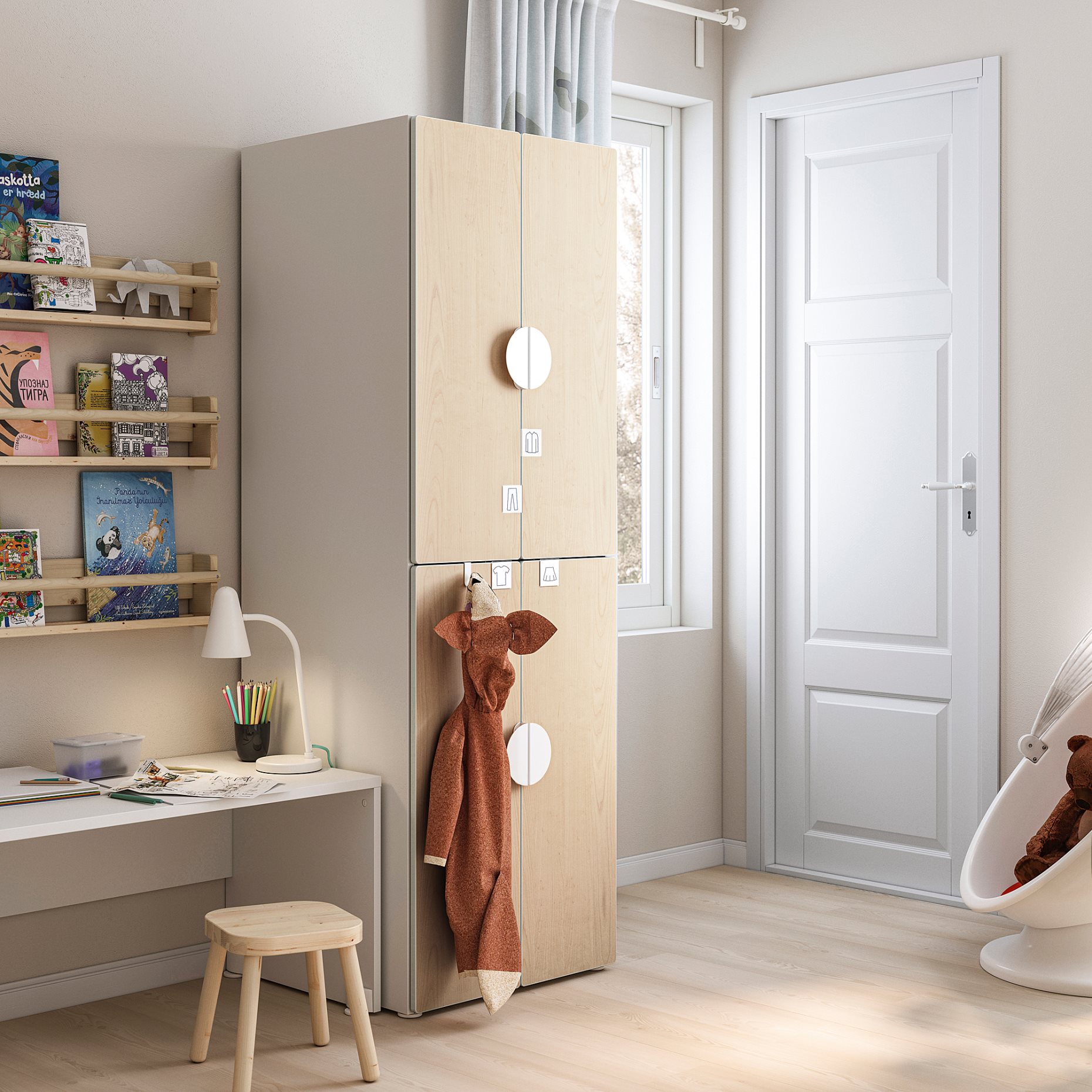 SMASTAD/PLATSA, wardrobe with 2 clothes rails, 60x57x181 cm, 194.304.82