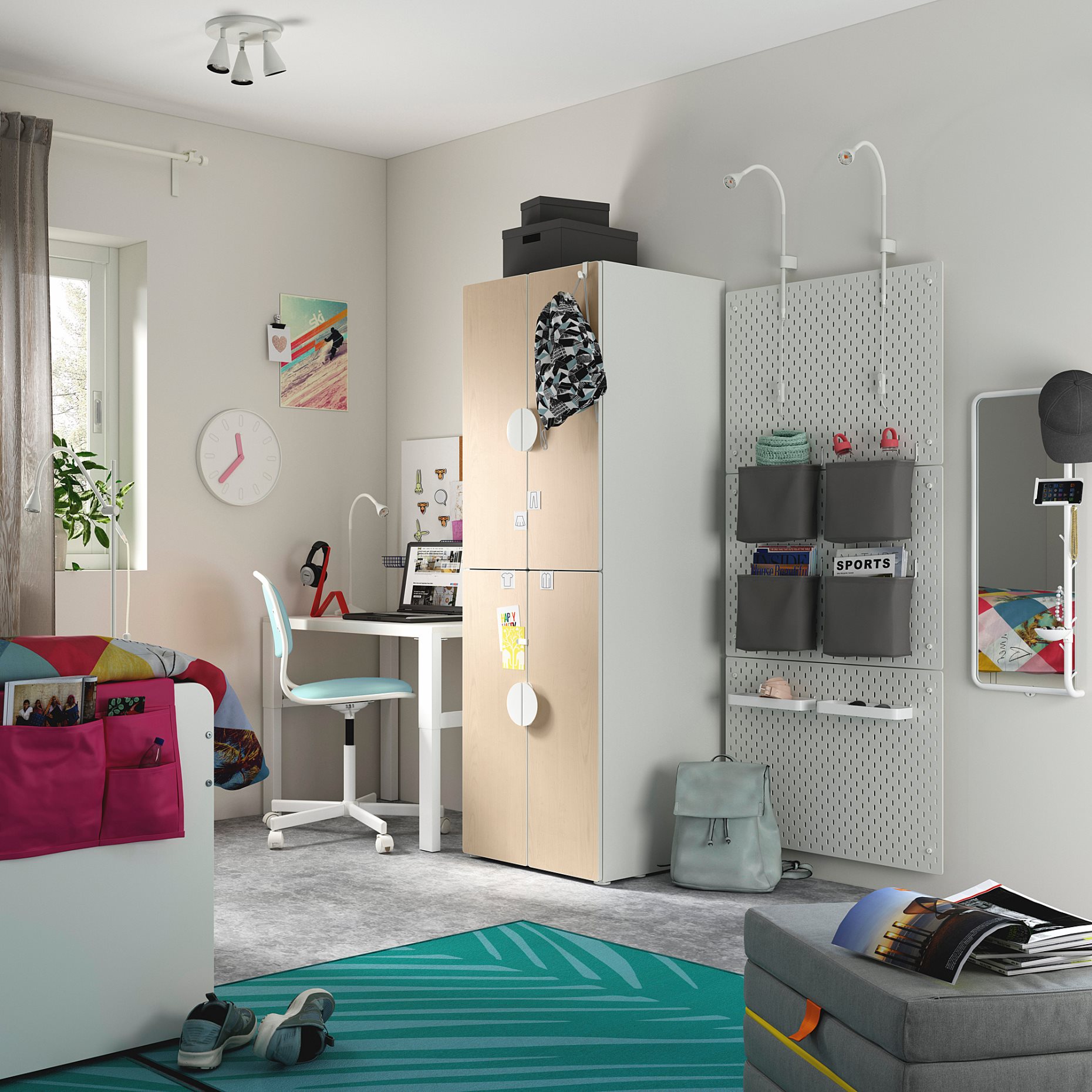 SMASTAD/PLATSA, wardrobe with 2 clothes rails, 60x57x181 cm, 194.304.82