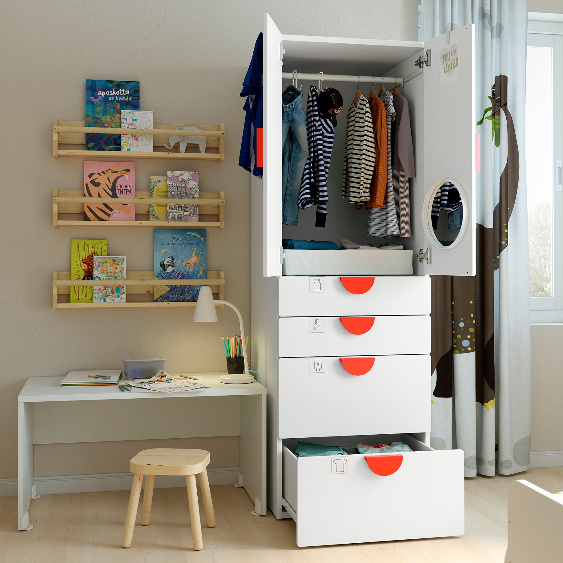 SMASTAD/PLATSA, wardrobe with 4 drawers, 60x57x181 cm, 194.309.05