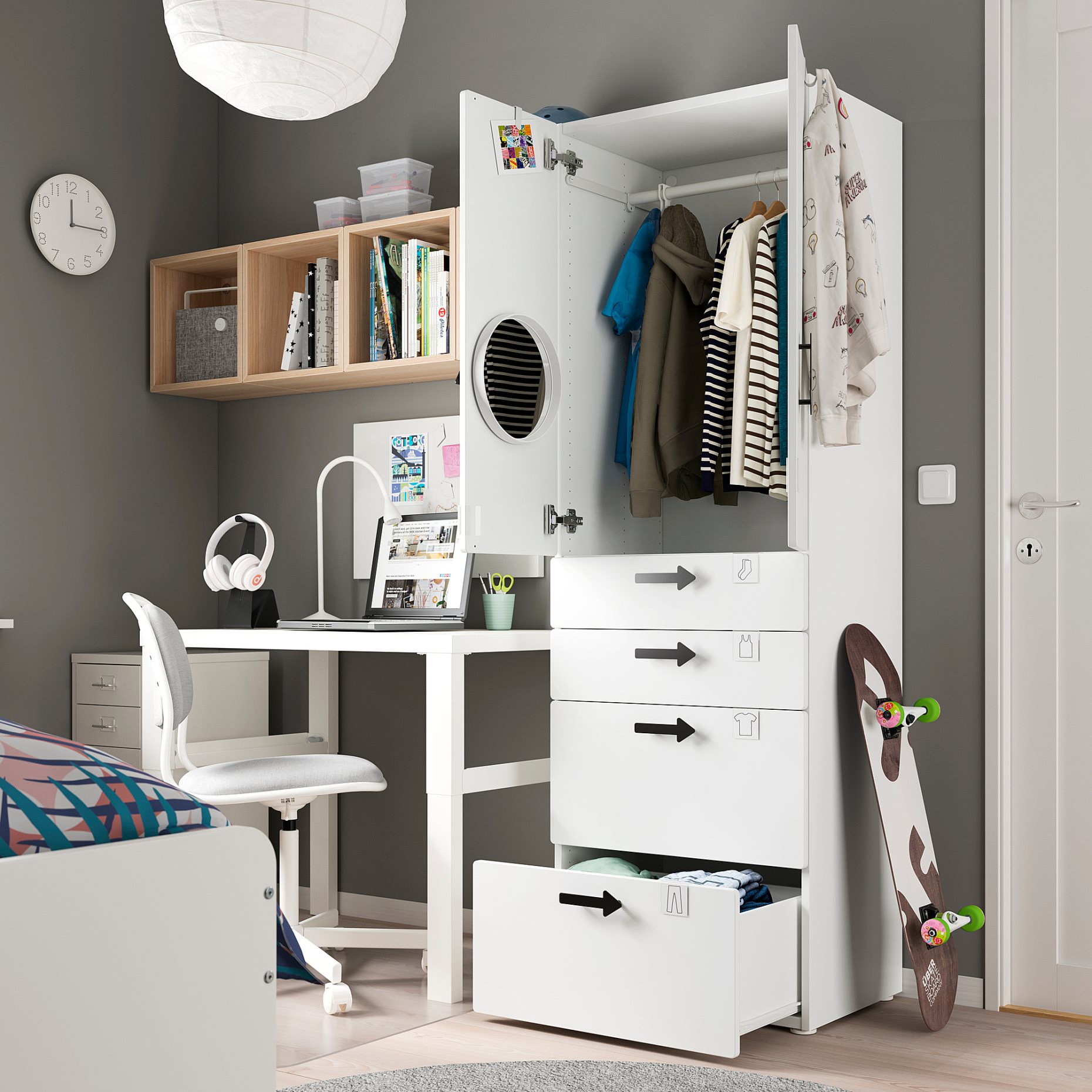 SMASTAD/PLATSA, wardrobe with 4 drawers, 60x57x181 cm, 194.309.05