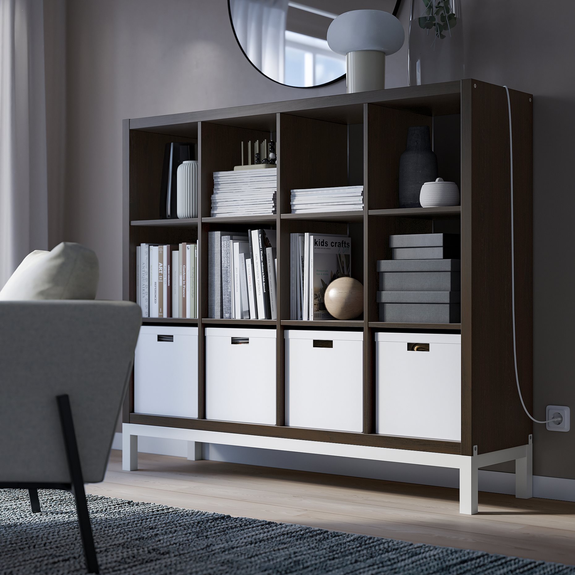KALLAX, shelving unit with underframe, 147x129 cm, 194.426.92