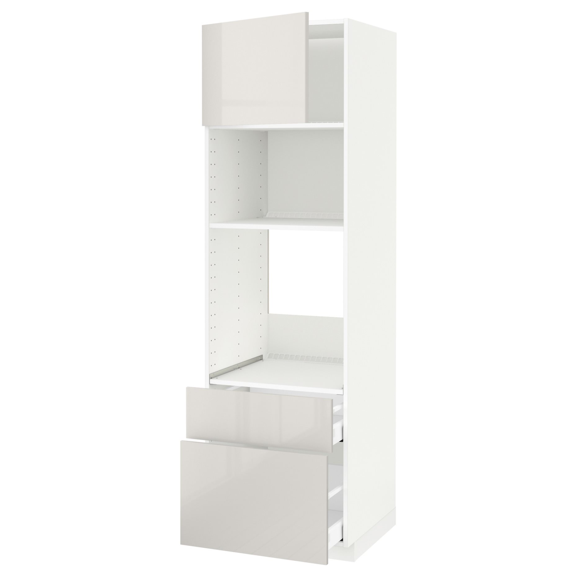 METOD, high cabinet for oven/microwave with door/2 drawers, 60x60x200 cm, 194.550.19