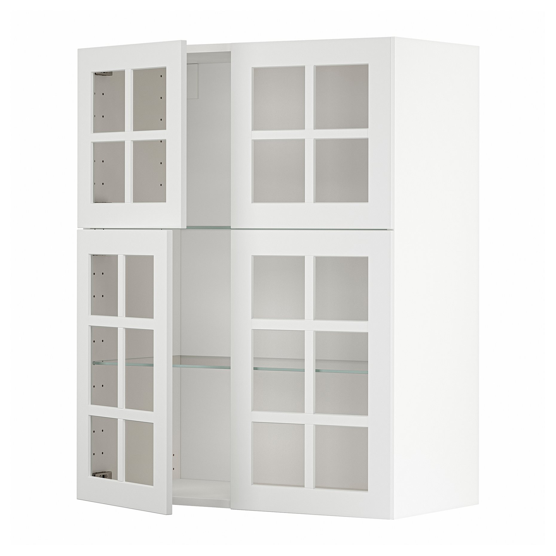 METOD, wall cabinet with shelves/4 glass doors, 80x100 cm, 194.615.10