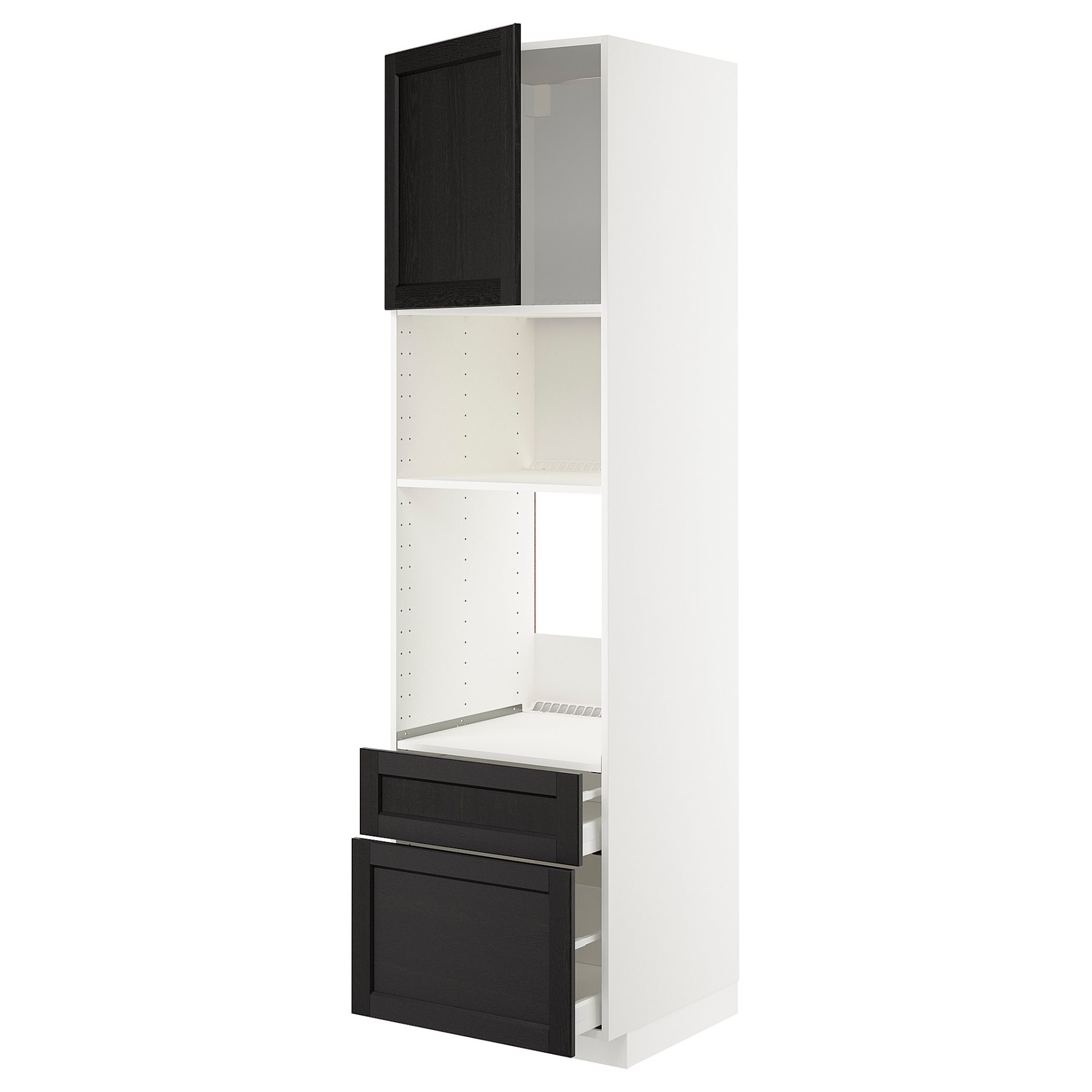 METOD, high cabinet for oven/microwave with door/2 drawers, 60x60x220 cm, 194.689.55