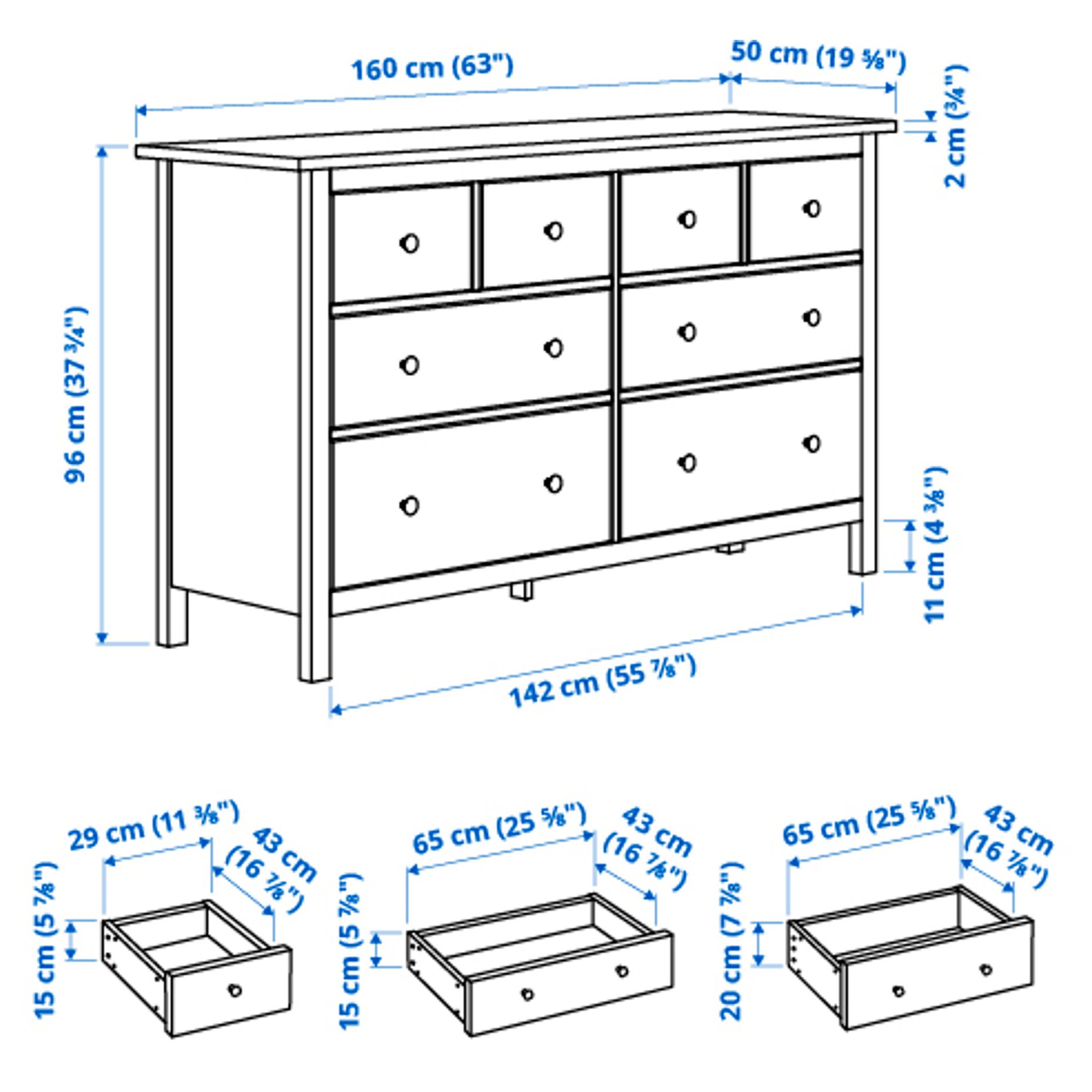 HEMNES, έπιπλα υπνοδωματίου, 4 τεμ. 160x200 cm, 194.951.43