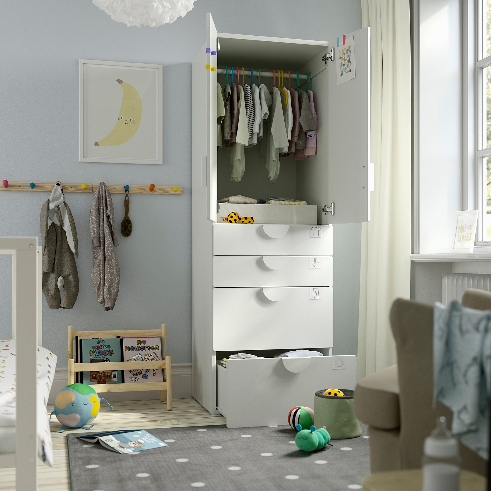 SMASTAD/PLATSA, wardrobe with 4 drawers, 60x57x181 cm, 195.465.38