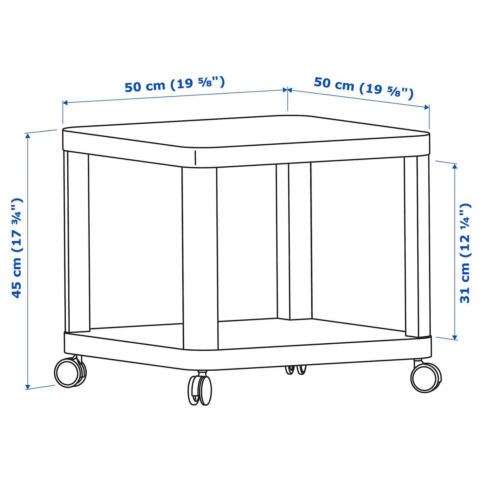 TINGBY, side table on castors, 50x50 cm, 202.959.30