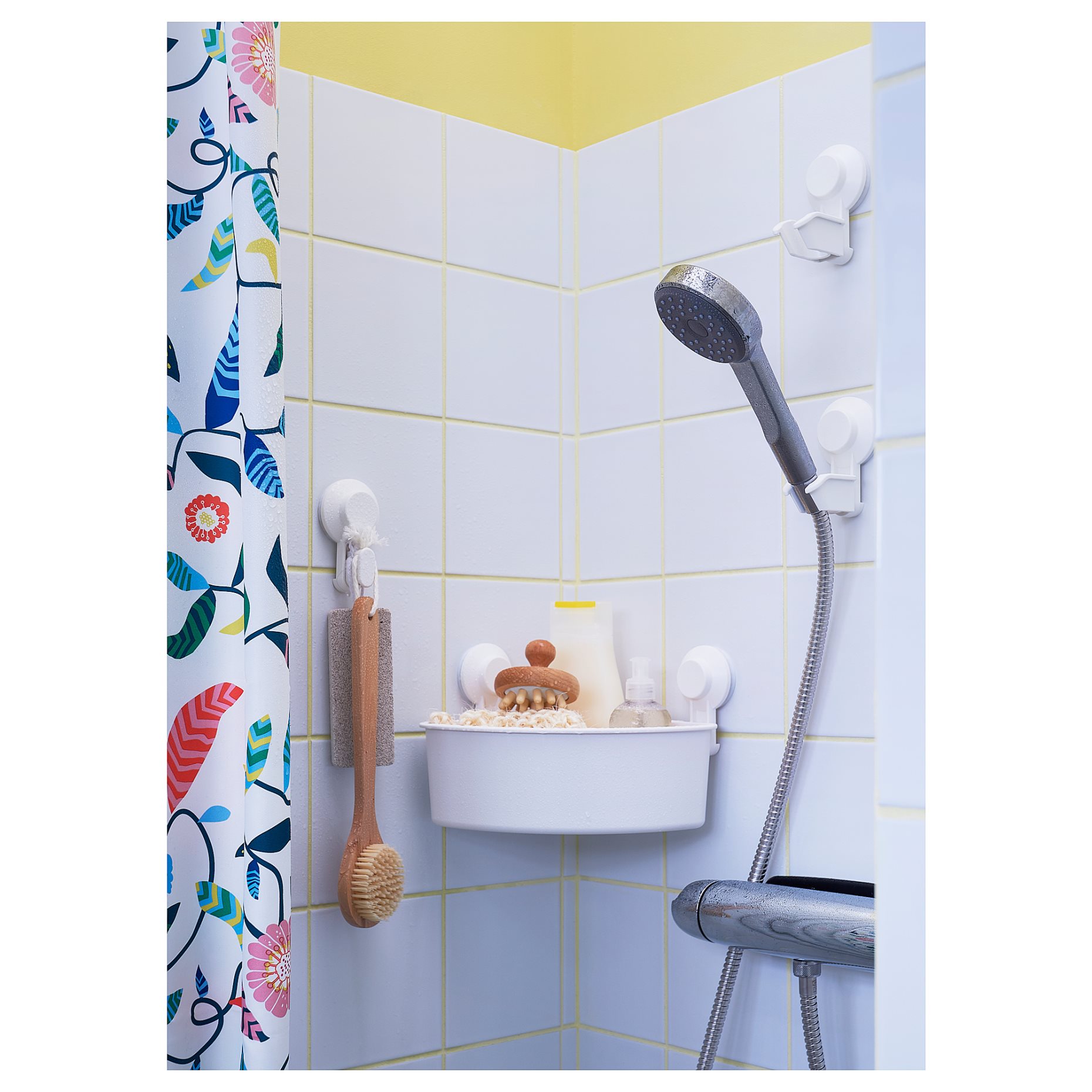 TISKEN, corner shelf unit with suction cup, 204.003.04