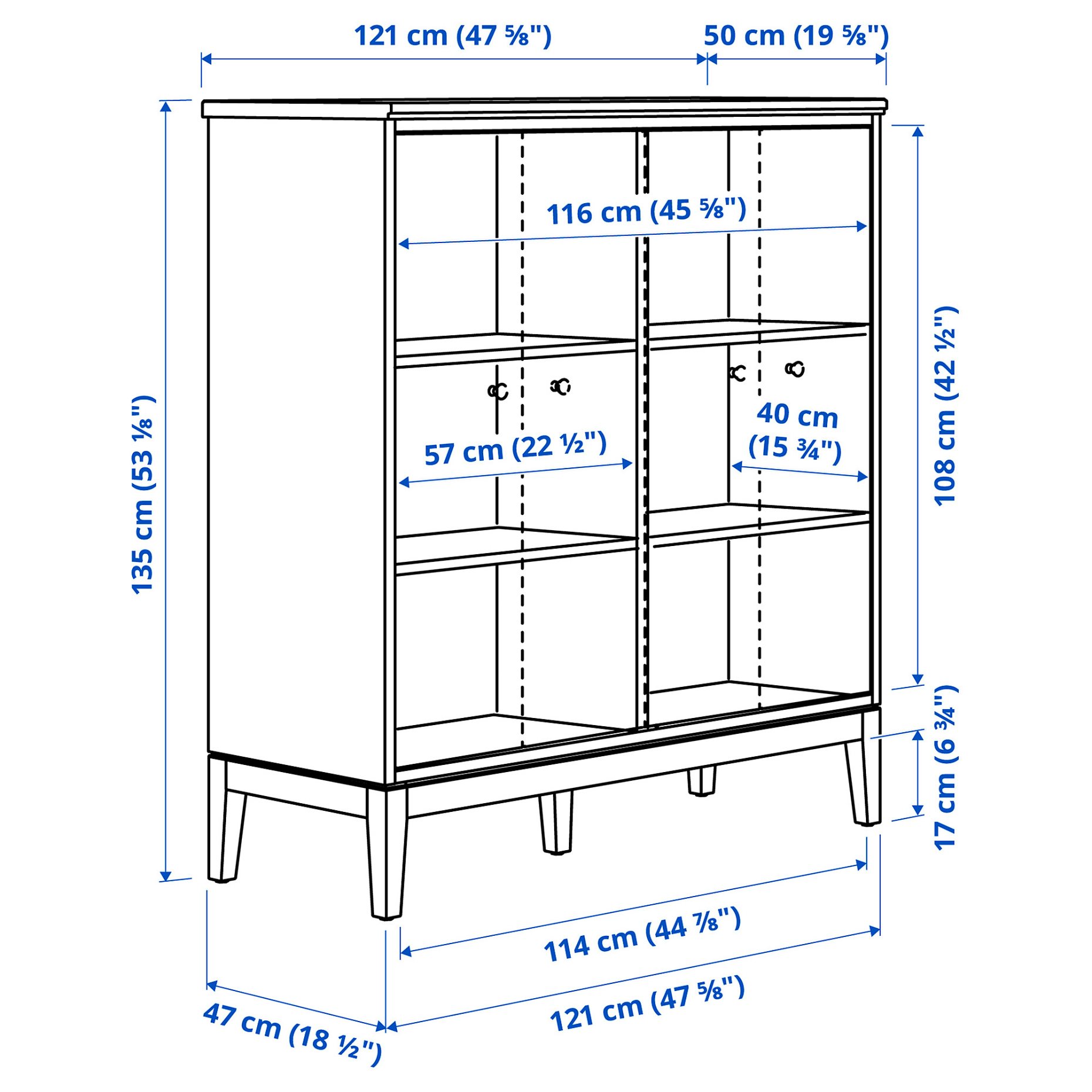 IDANÄS, cabinet with bi-folding doors, 121x135 cm, 204.588.23
