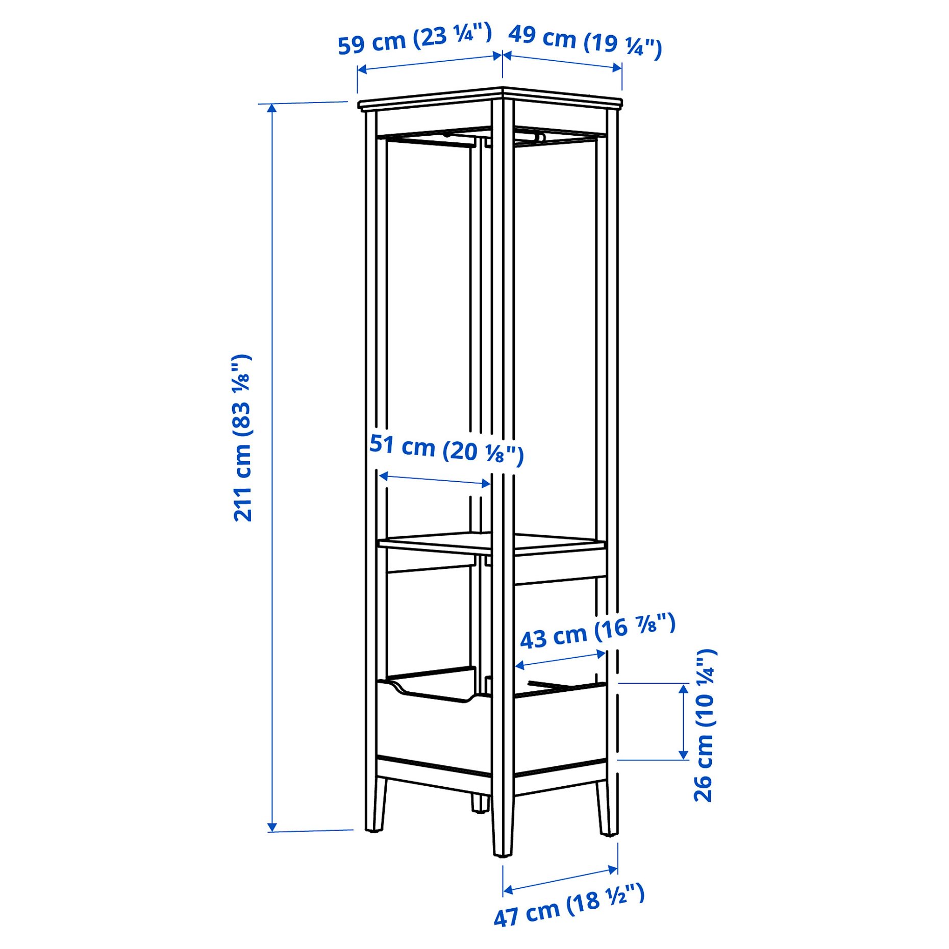 IDANÄS, open wardrobe, 59x211 cm, 204.588.42