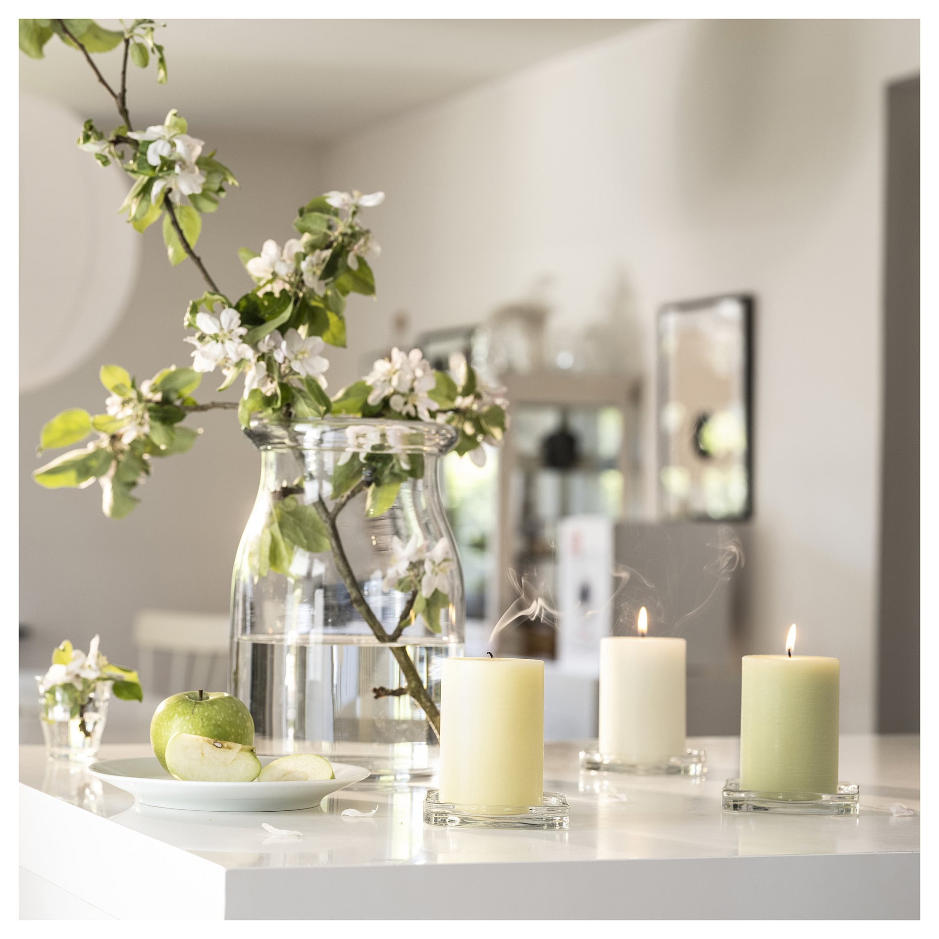 LOVSKOGSLUND, scented pillar candle, 3 pack, 205.820.64
