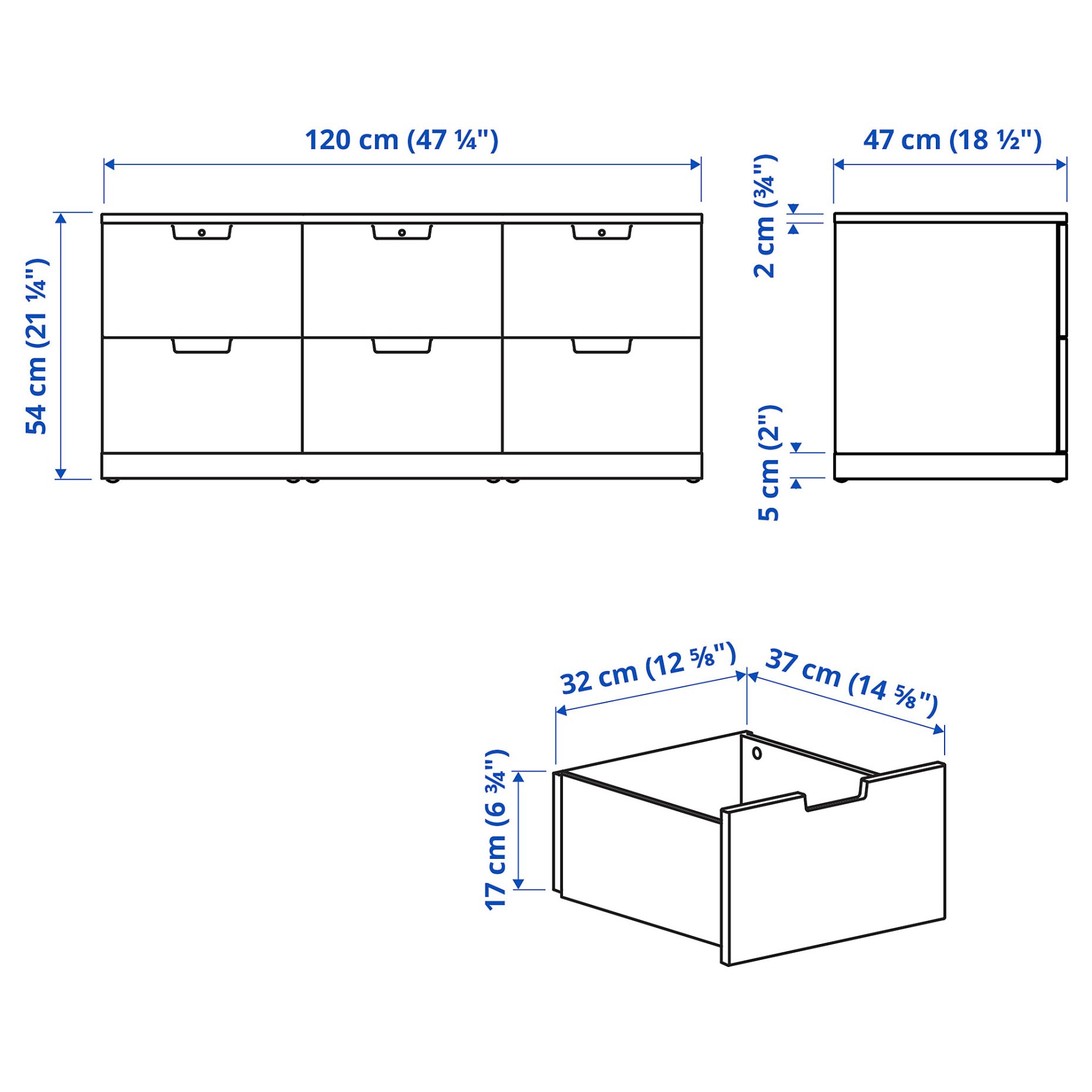 NORDLI, συρταριέρα με 6 συρτάρια, 120X54 cm, 292.394.97