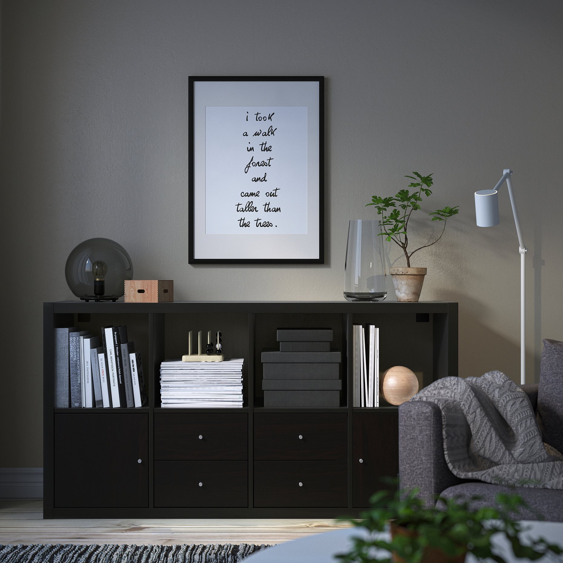KALLAX, ραφιέρα με 4 ένθετα, 147x77 cm, 292.783.04