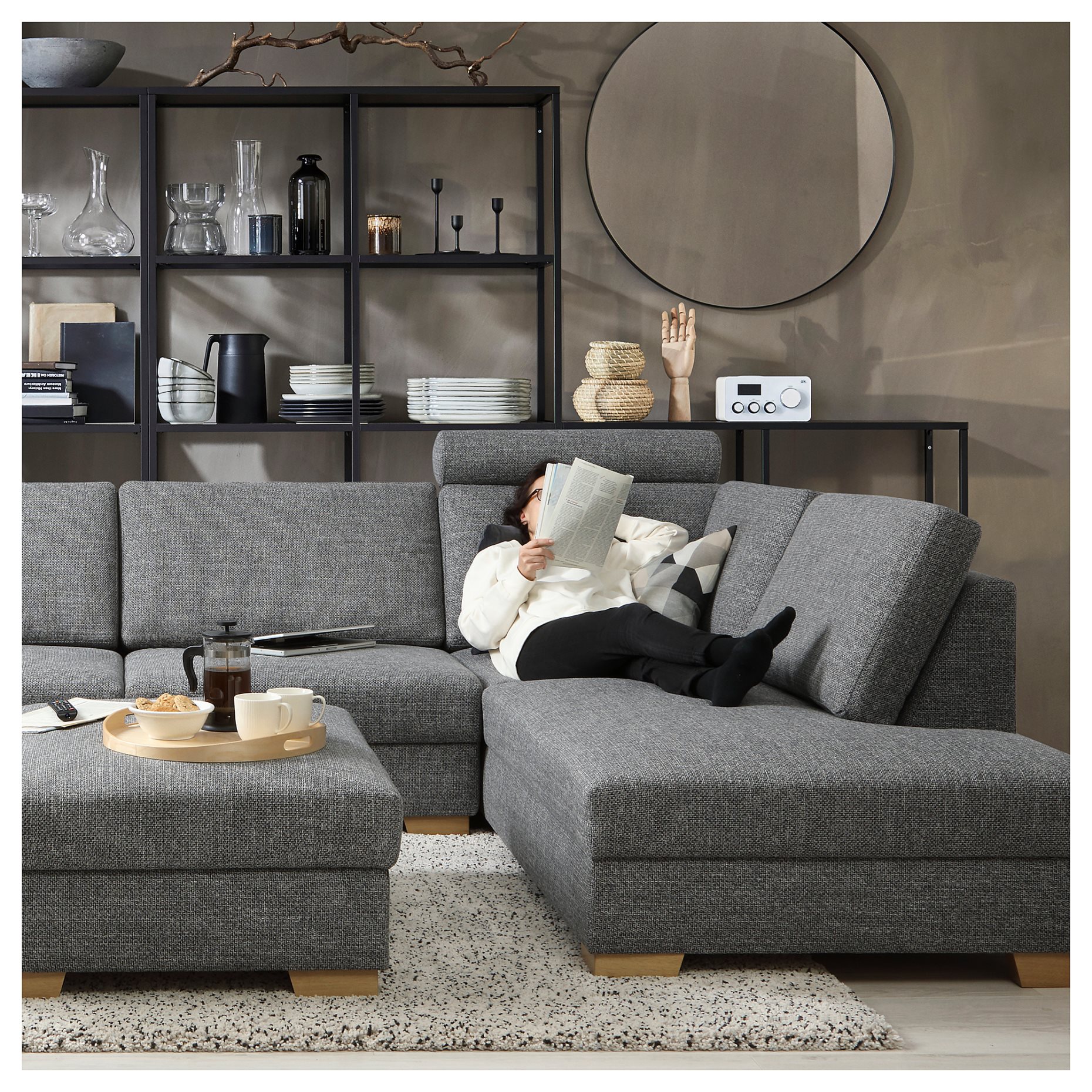 SÖRVALLEN, corner sofa 4-seat with open end/right, 293.147.74