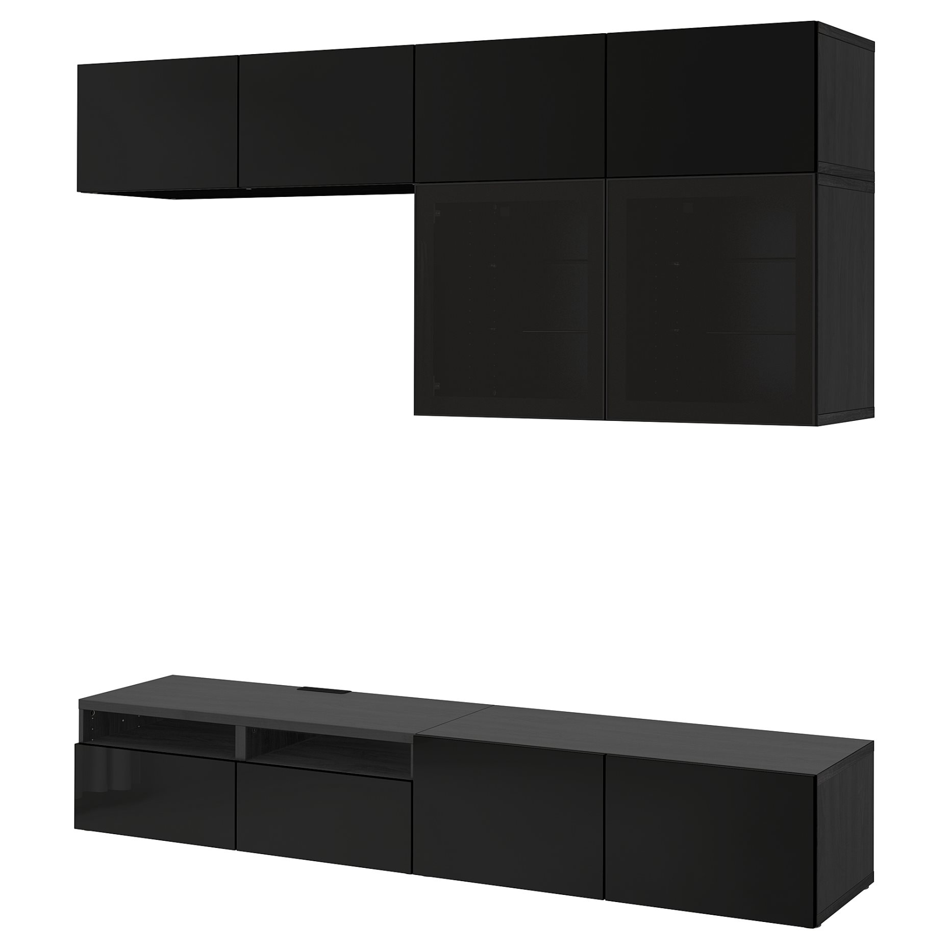 BESTÅ, TV storage combination/glass doors/drawers push open, 240x42x231 cm, 294.122.13
