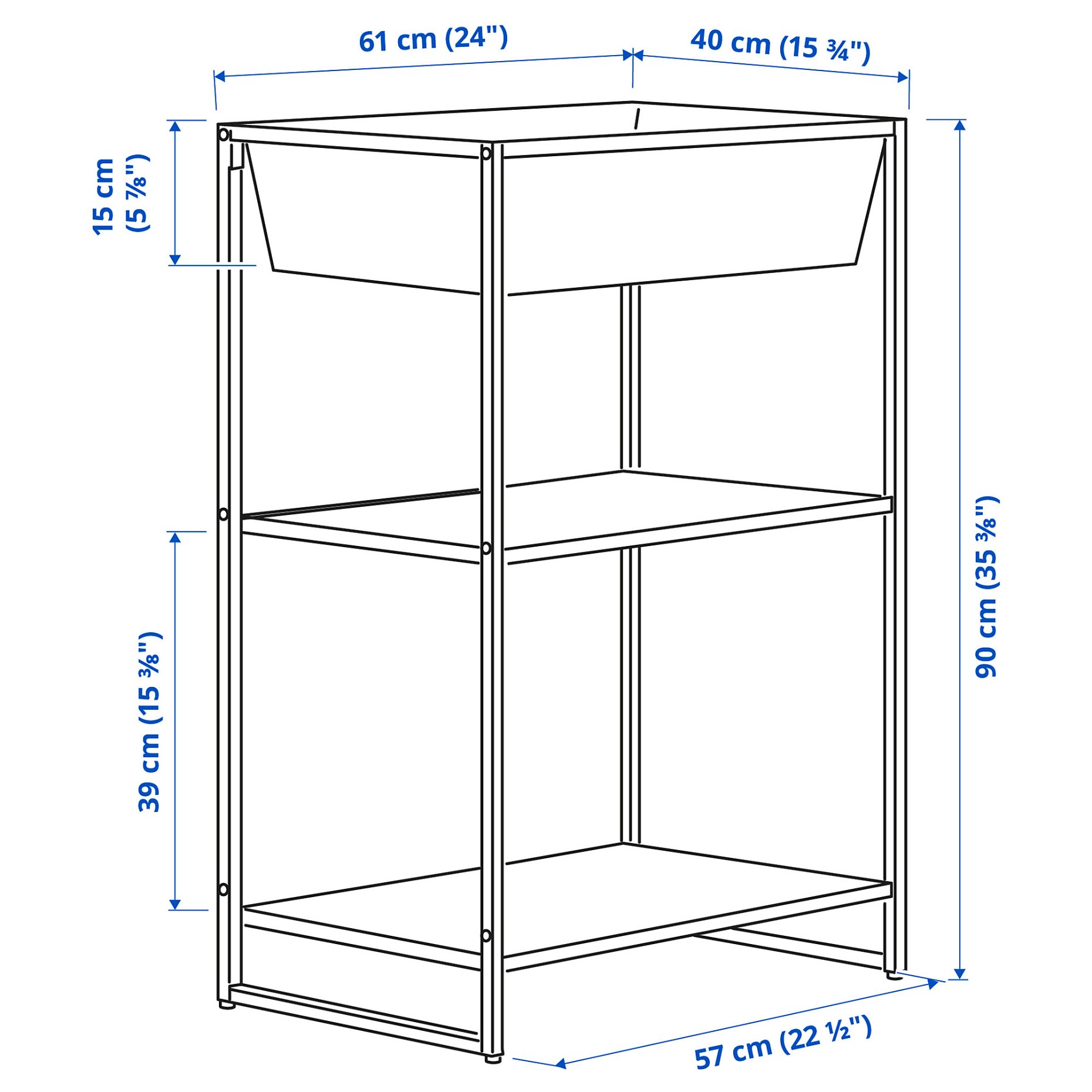 JOSTEIN, shelving unit with container/in/outdoor/metal, 61x40x90 cm, 294.371.81