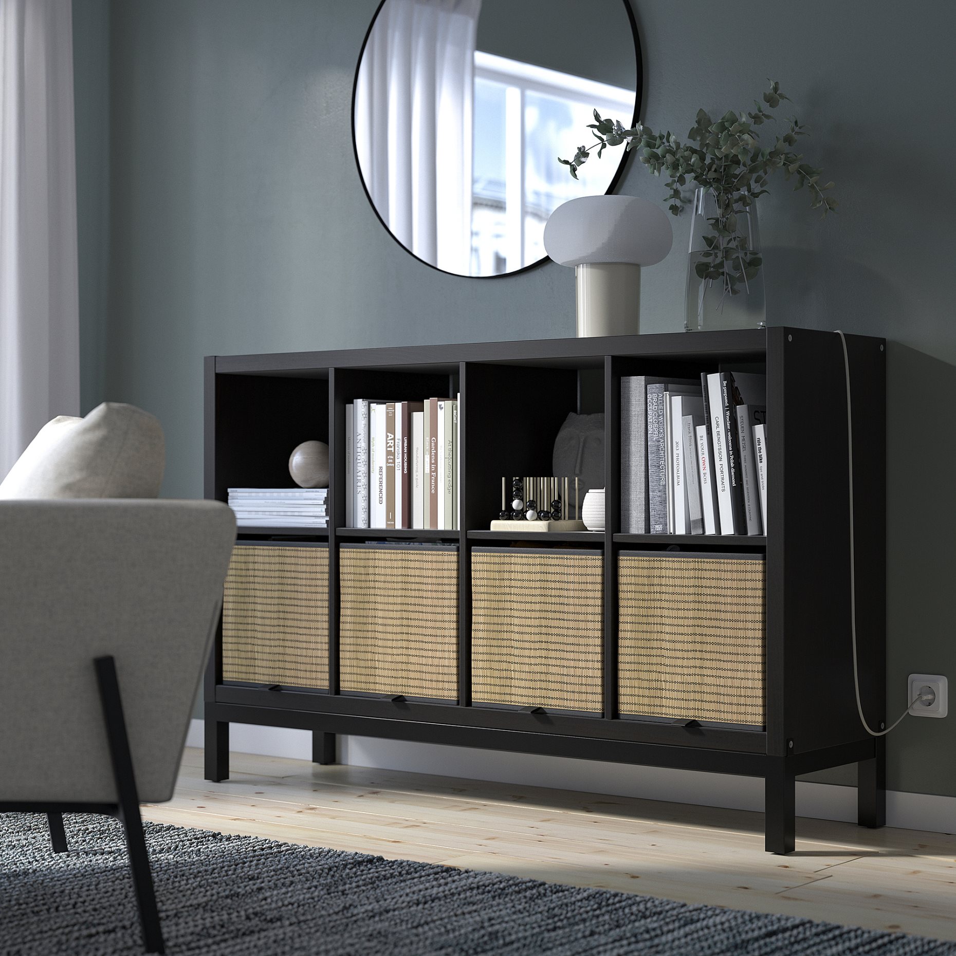 KALLAX, shelving unit with underframe, 147x94 cm, 294.426.77