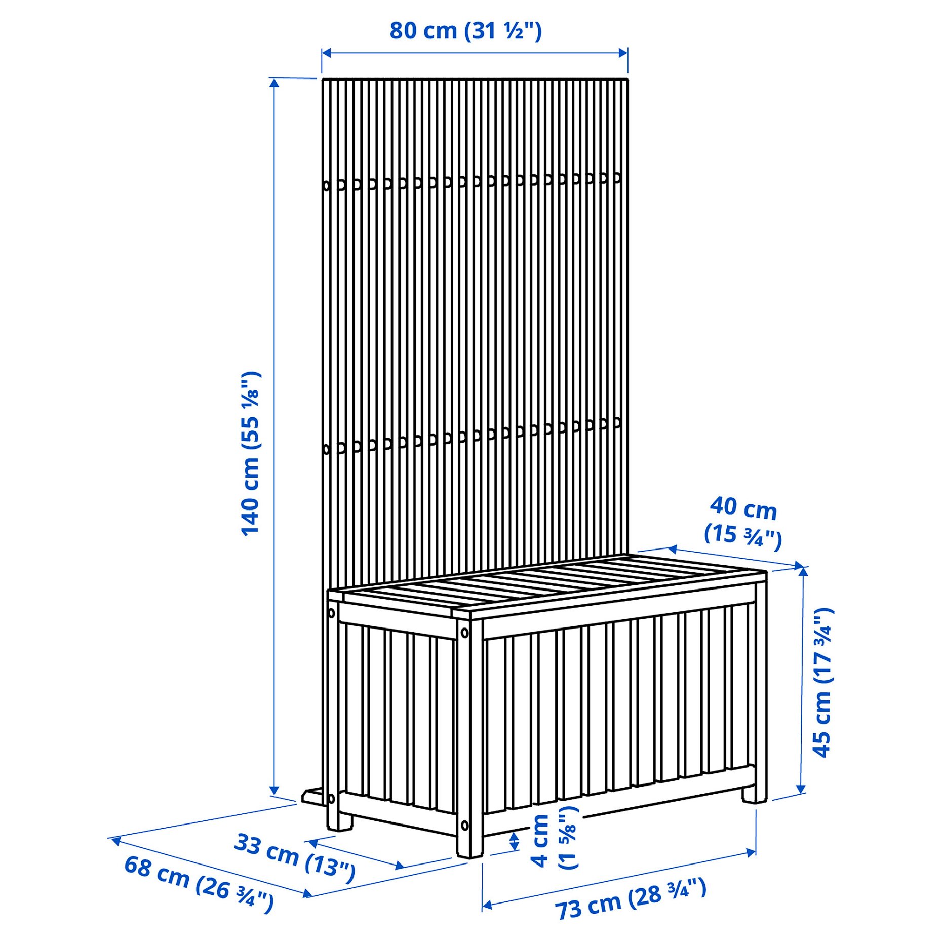 NÄMMARÖ, storage box and privacy screen/outdoor, 80x68x140 cm, 294.912.29