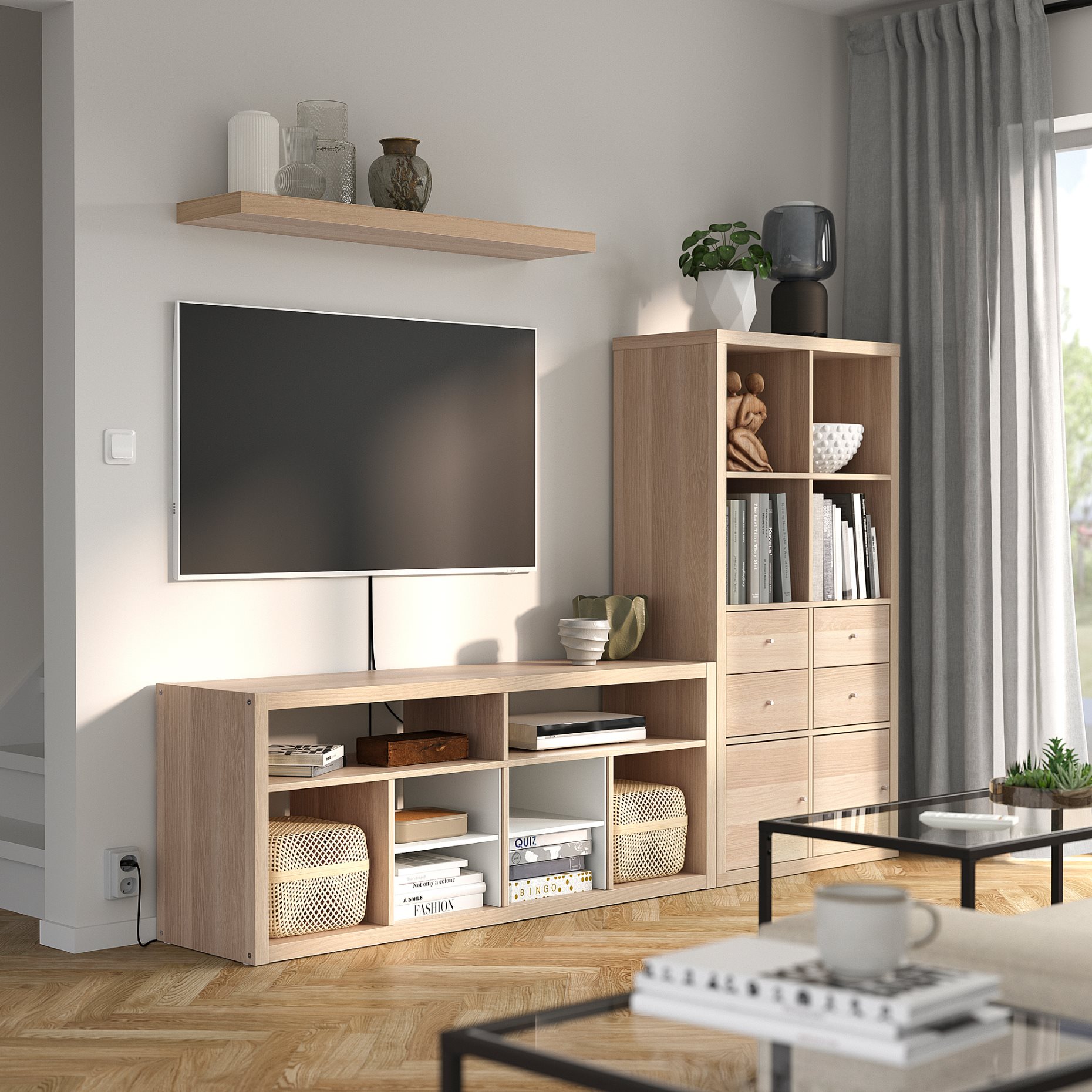 KALLAX/LACK, TV storage combination, 224x39x147 cm, 295.521.71