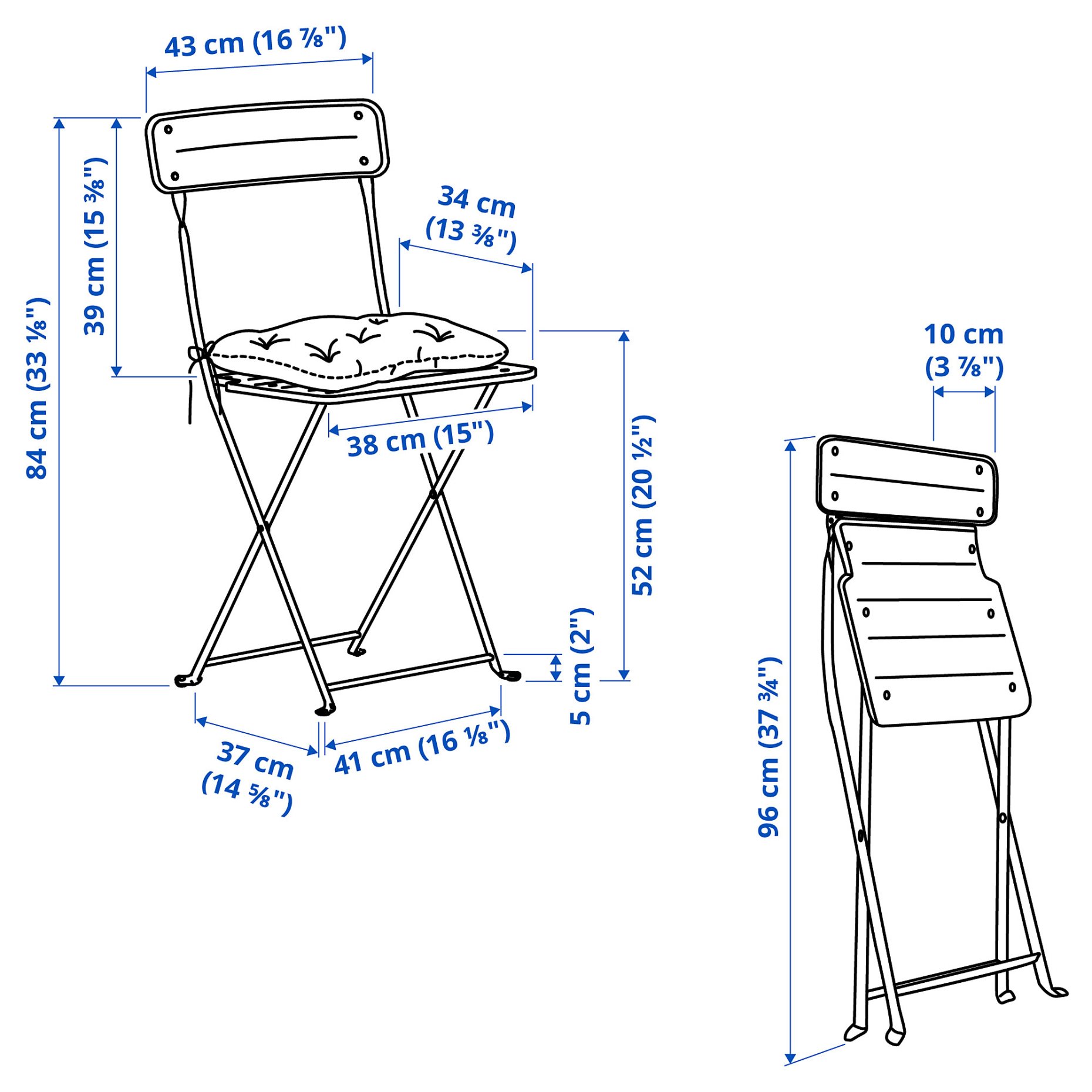 SUNDSÖ, table and 2 folding chairs/outdoor, 65x65 cm, 295.732.58