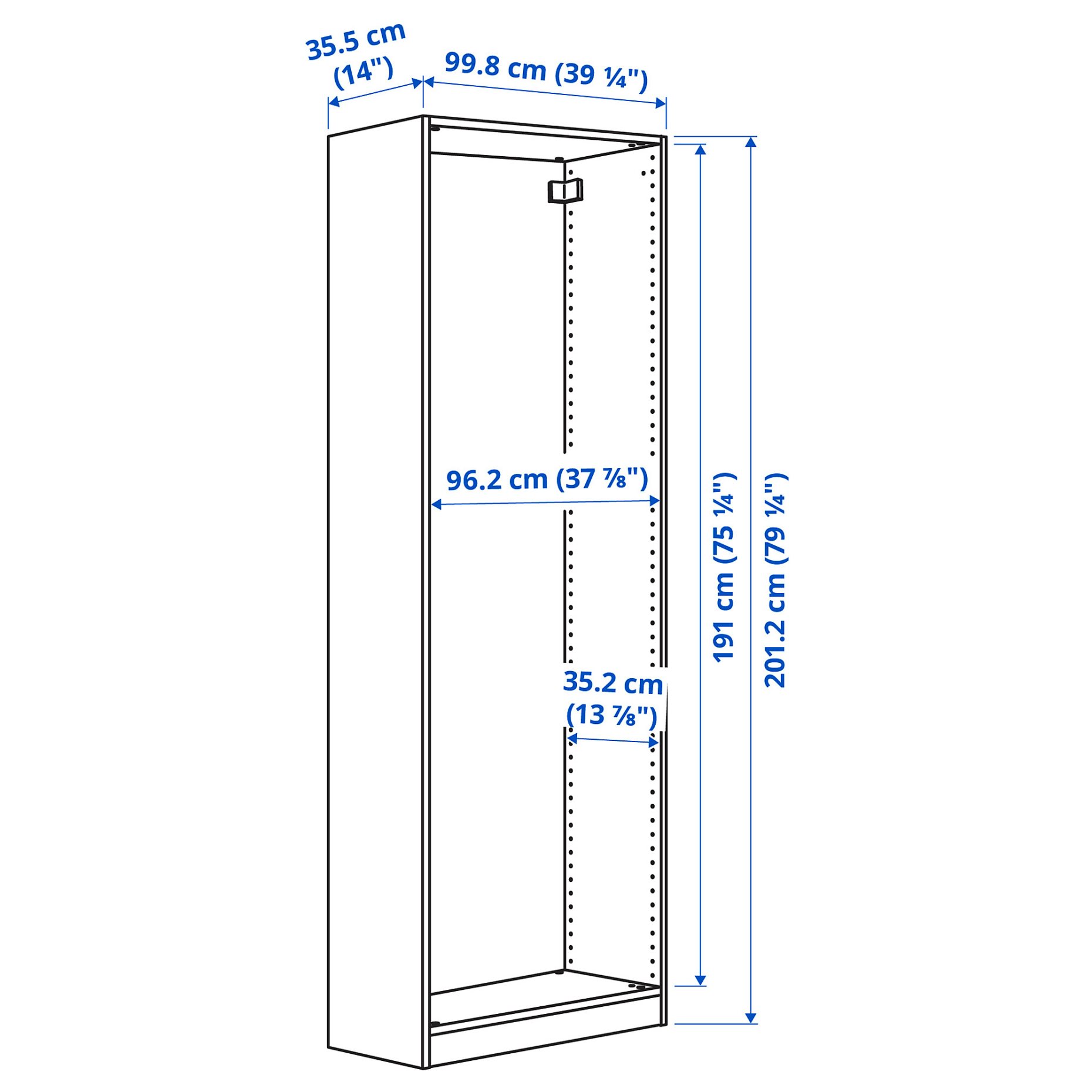 PAX, wardrobe frame, 100x35x201 cm, 304.581.96