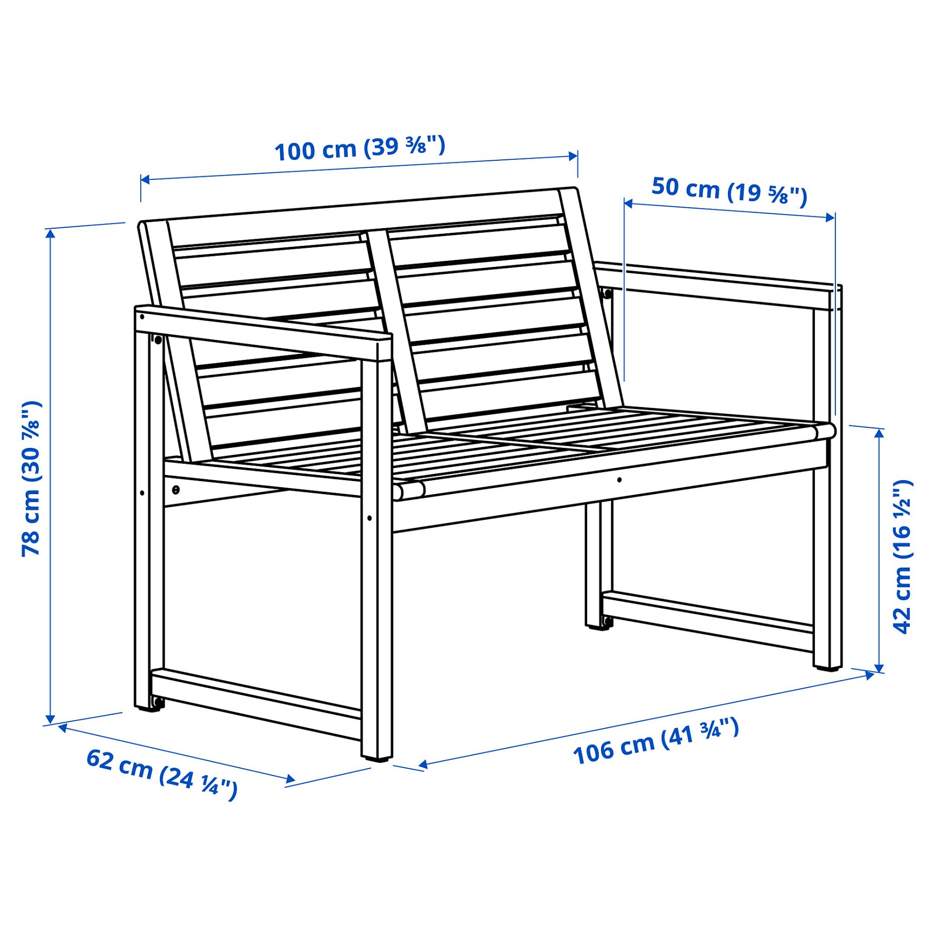 NÄMMARÖ, bench with backrest, outdoor, 305.103.02