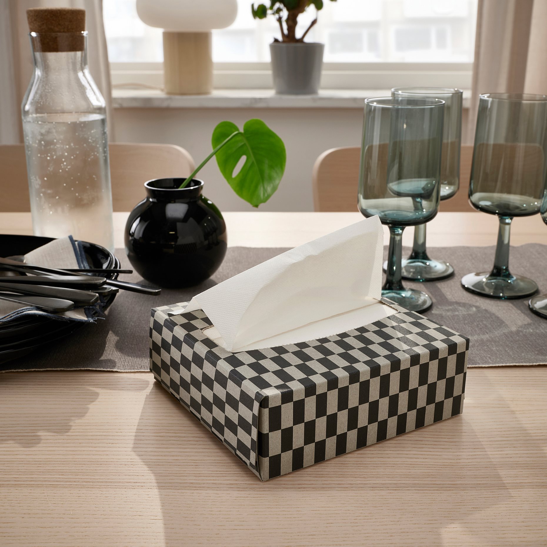 RODKNOT, paper napkin check pattern 16x32 cm/100 pack, 200g, 305.646.77