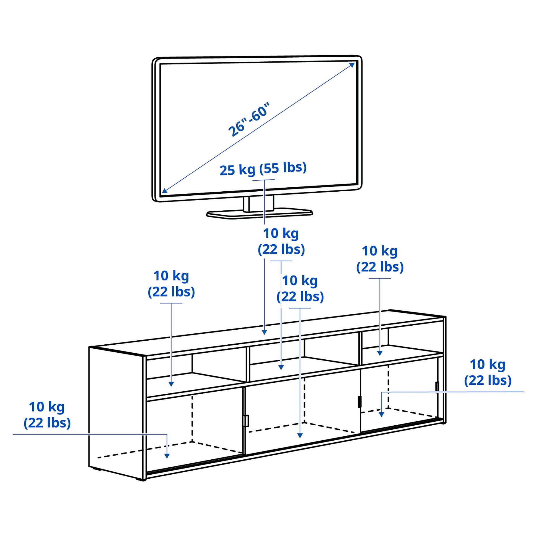SPIKSMED, TV bench, 155x32x44 cm, 305.655.11