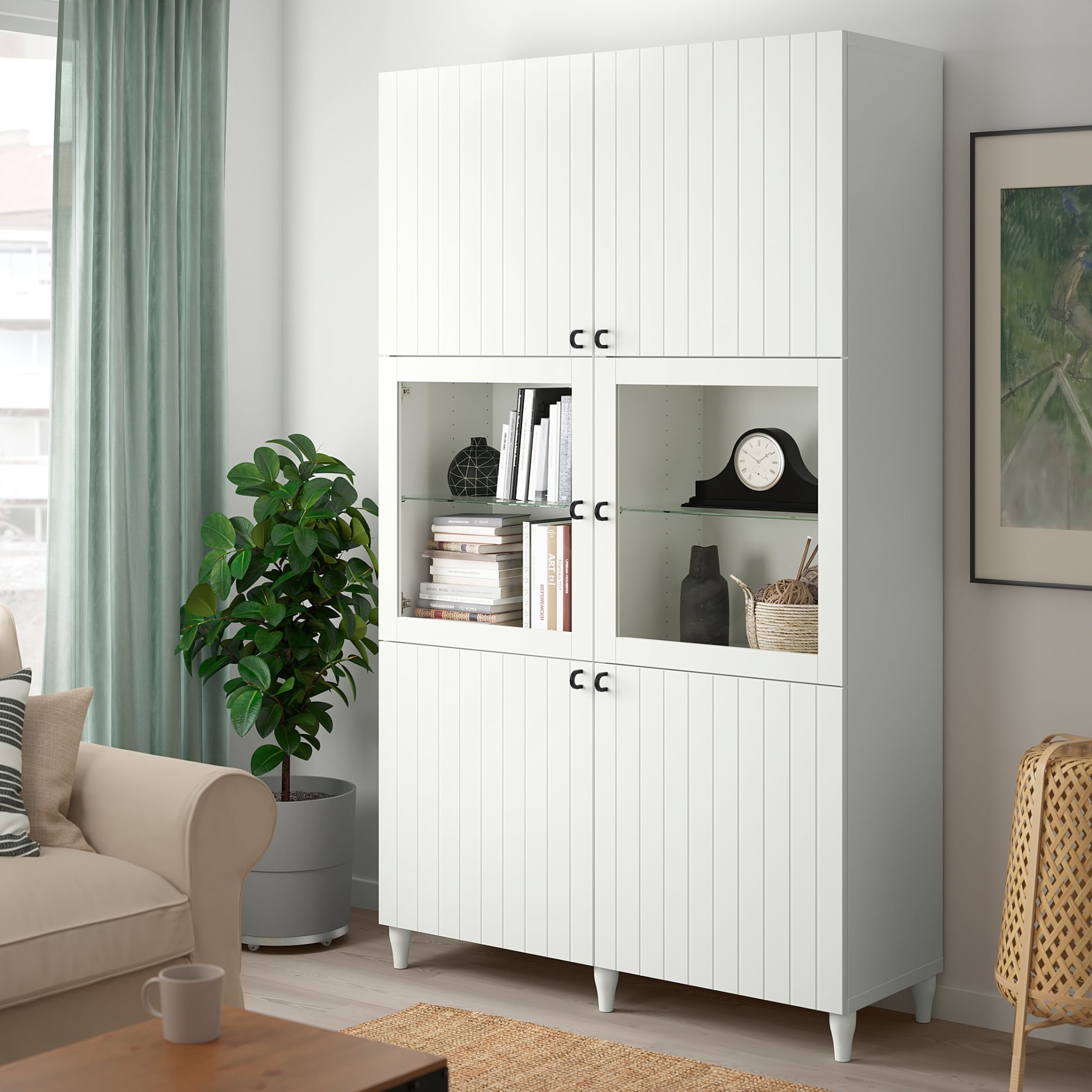 BESTÅ, storage combination w glass doors,, 120x42x193 cm, 393.849.50