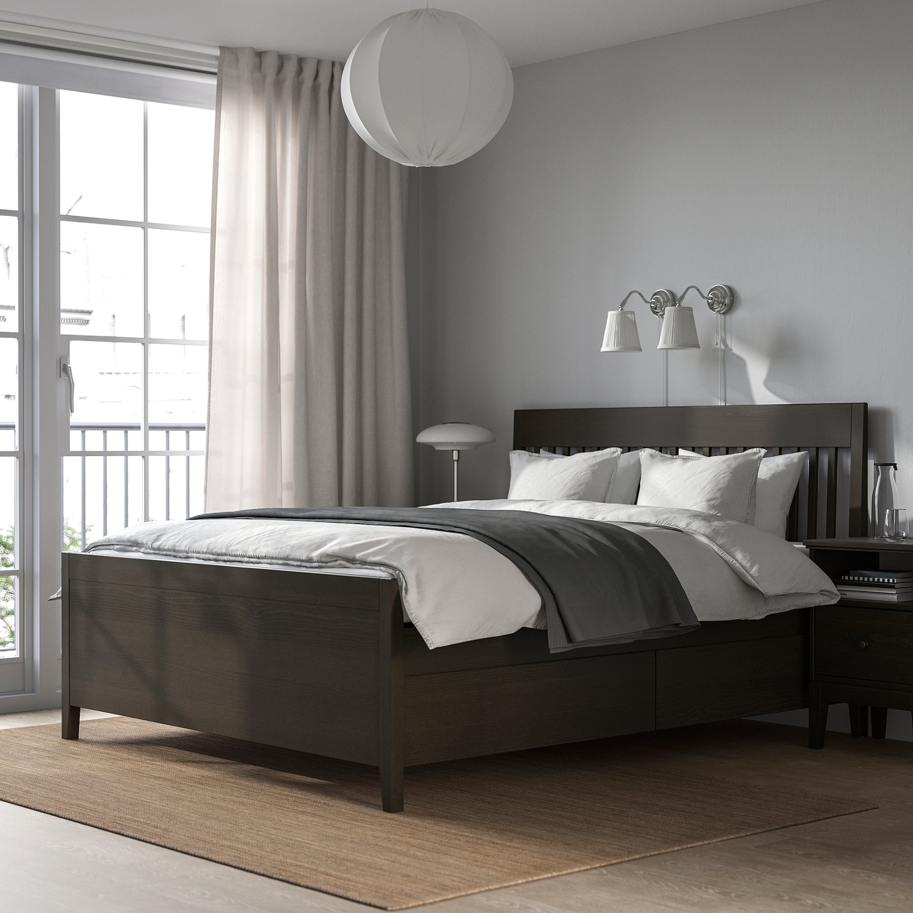 IDANÄS, bed frame with storage, 140x200 cm, 393.922.19