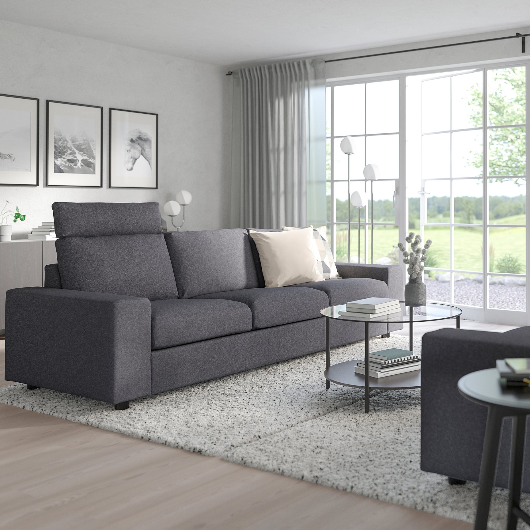VIMLE, 3-seat sofa with headrest with wide armrests, 394.013.27