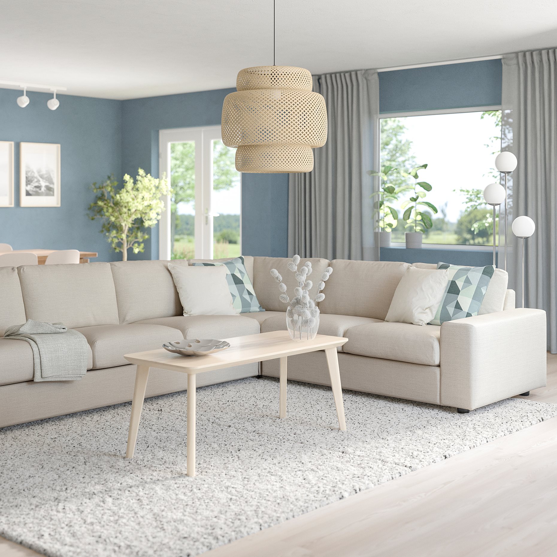 VIMLE, corner sofa, 5-seat with wide armrests, 394.017.99