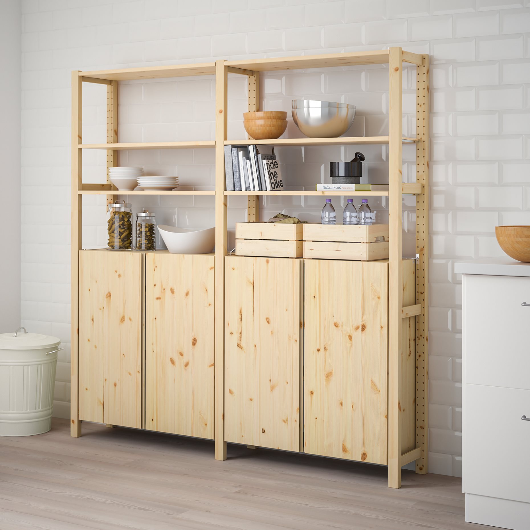 IVAR, 2 sections/shelves/cabinet, 174x30x179 cm, 394.039.39