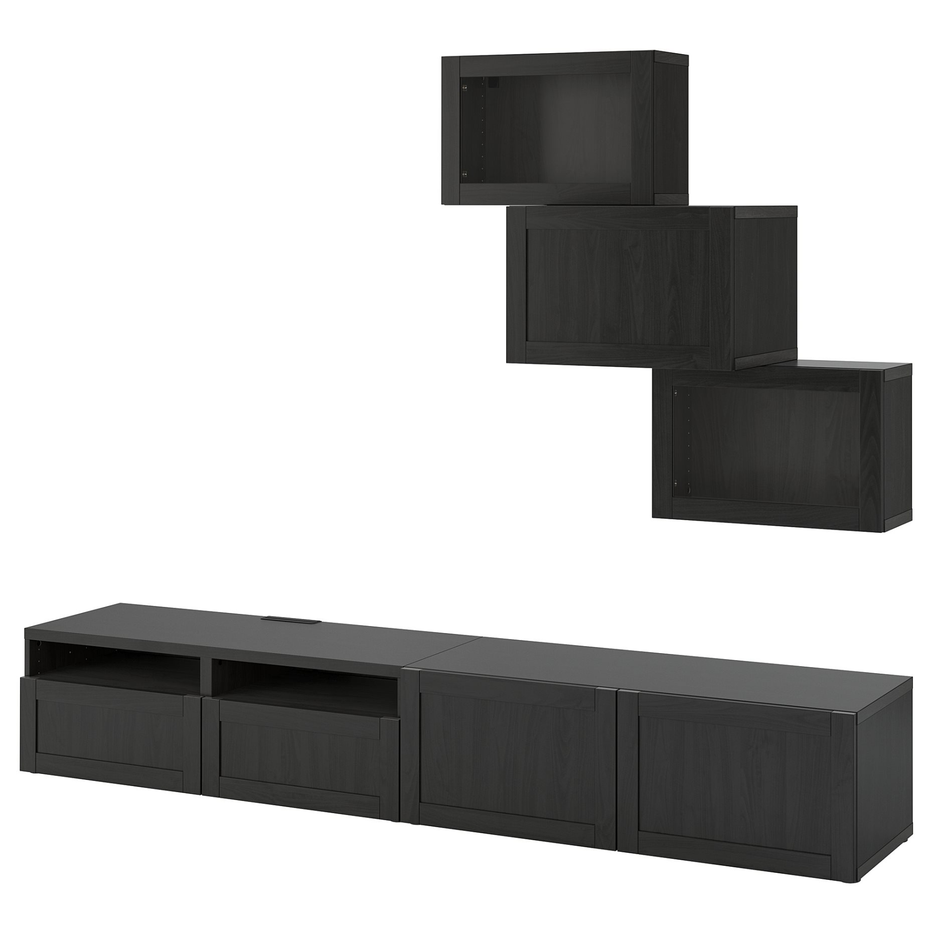 BESTÅ, TV storage combination/glass doors/drawers push open, 240x42x190 cm, 394.112.94